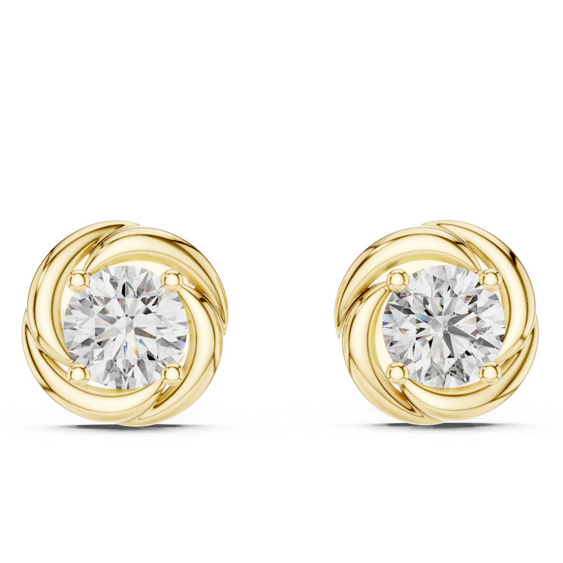 Rose Gold Diamond Stud Earrings with Braided Design