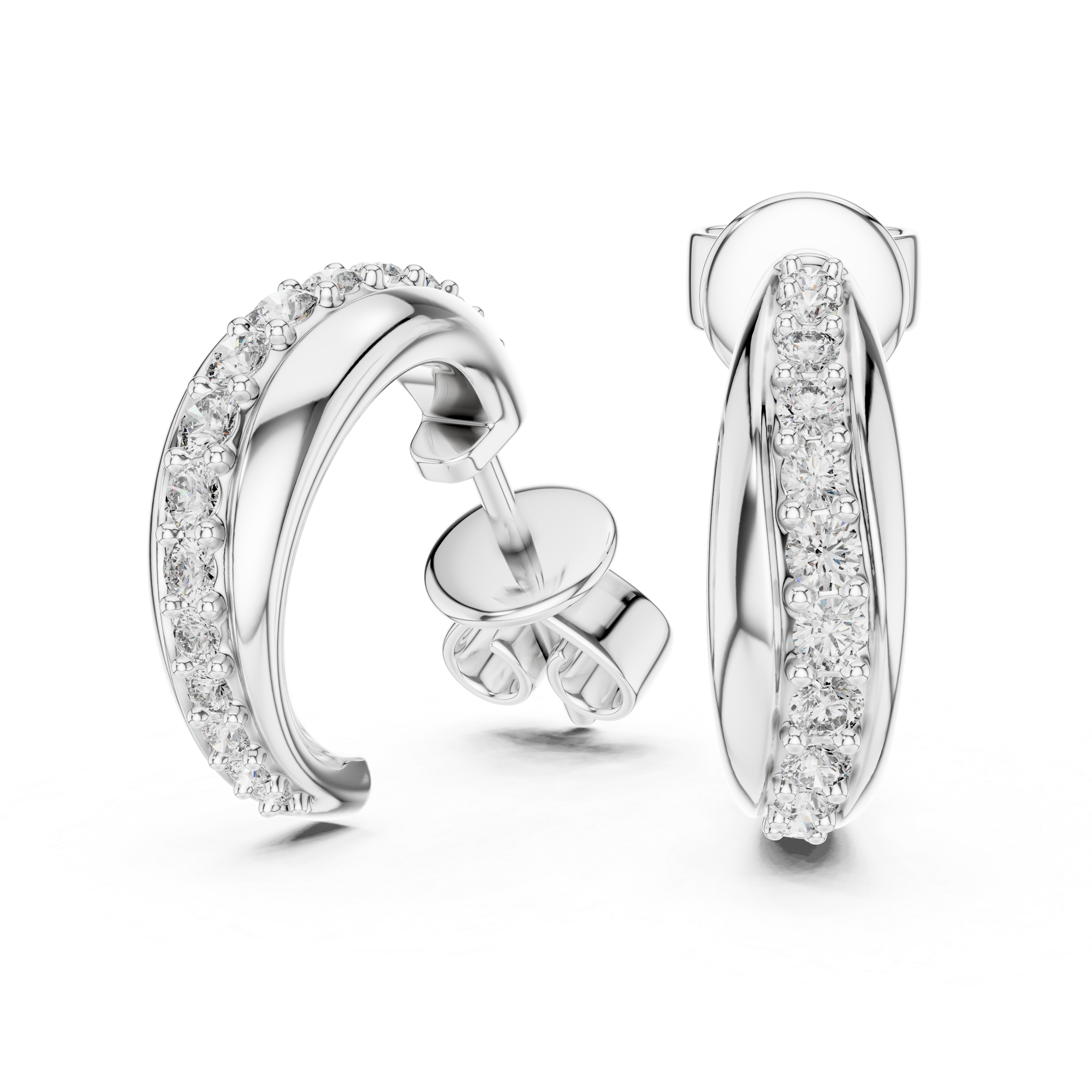 Rose gold diamond hoop earrings with stud backings