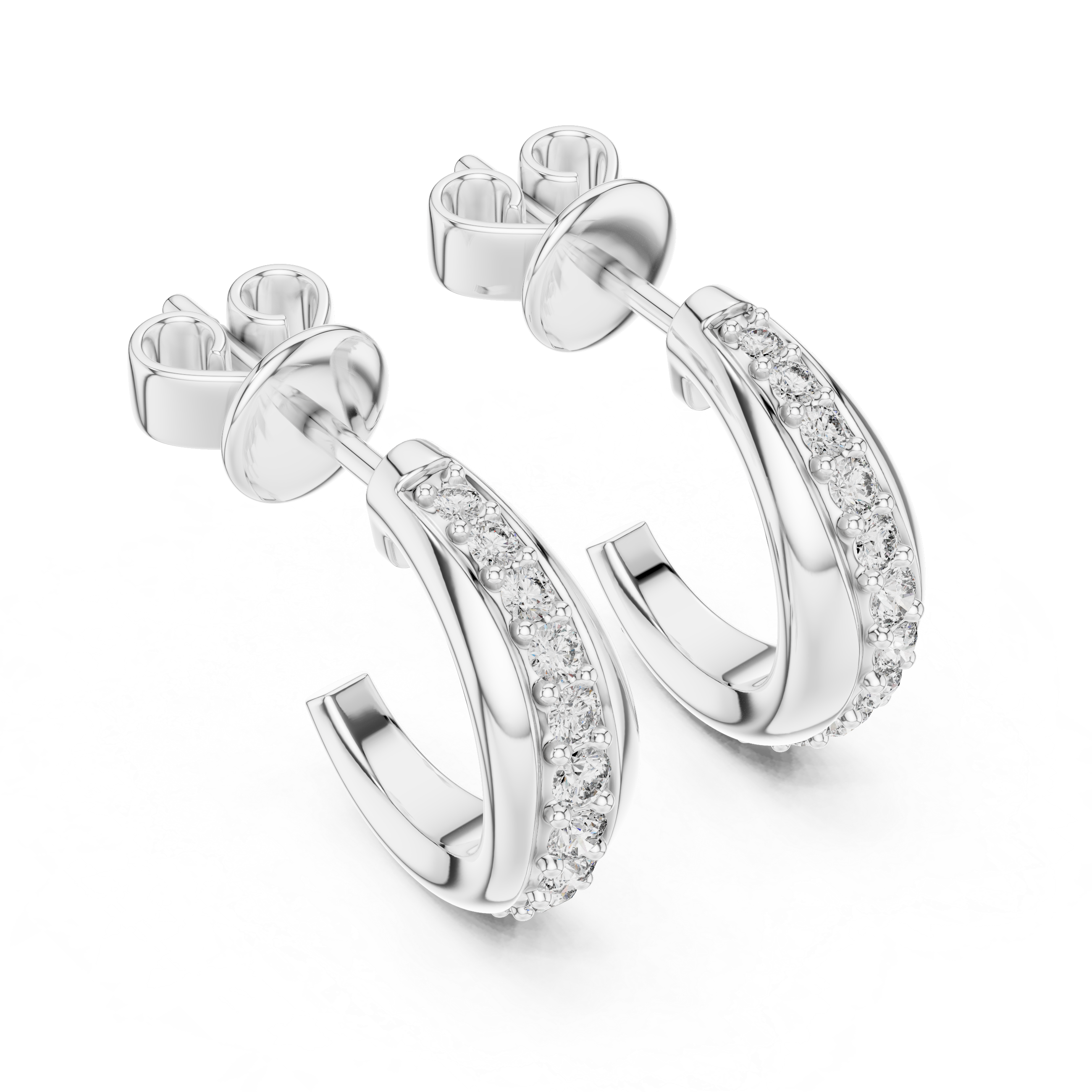 Rose gold diamond hoop earrings with stud backings