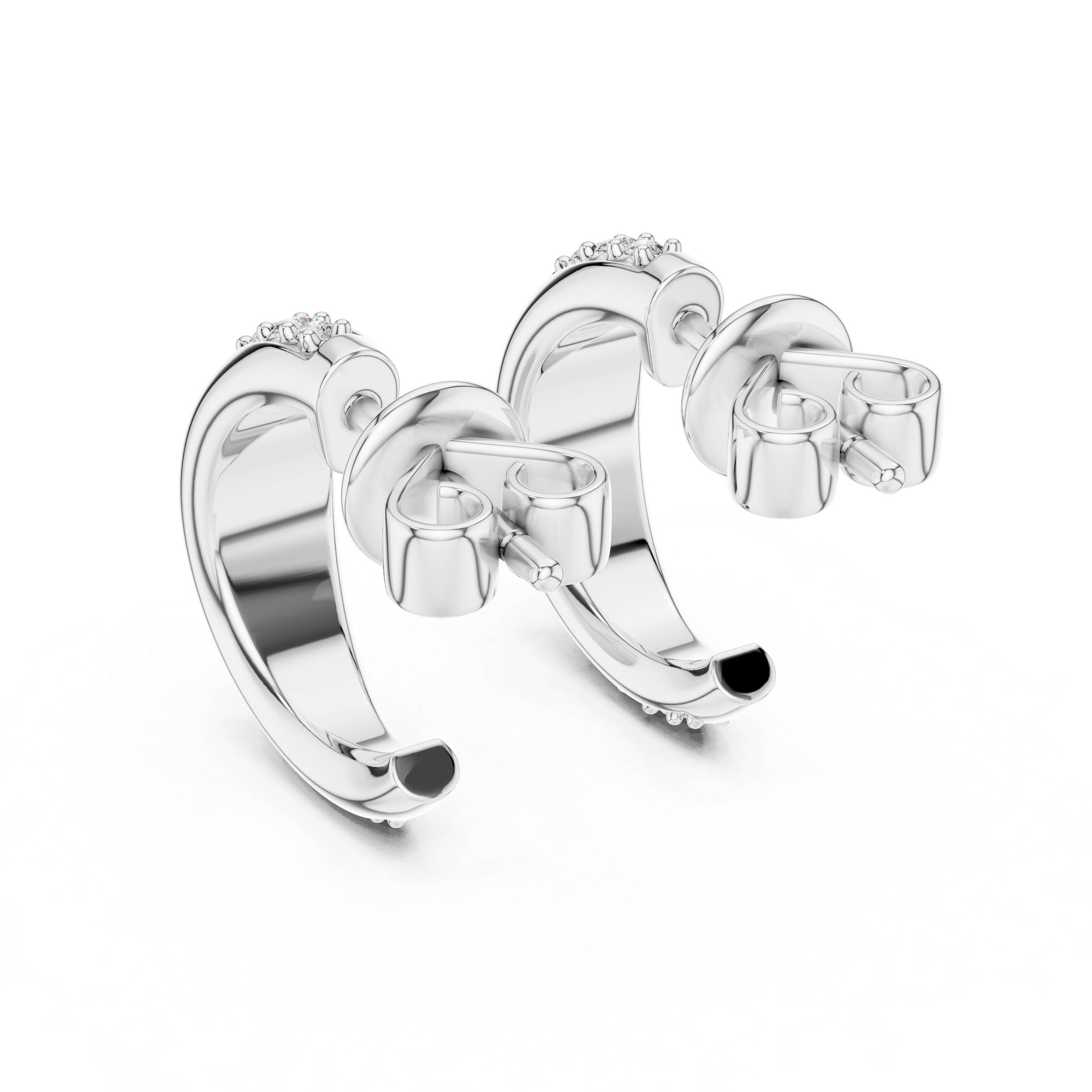 Rose gold diamond hoop earrings with stud backings