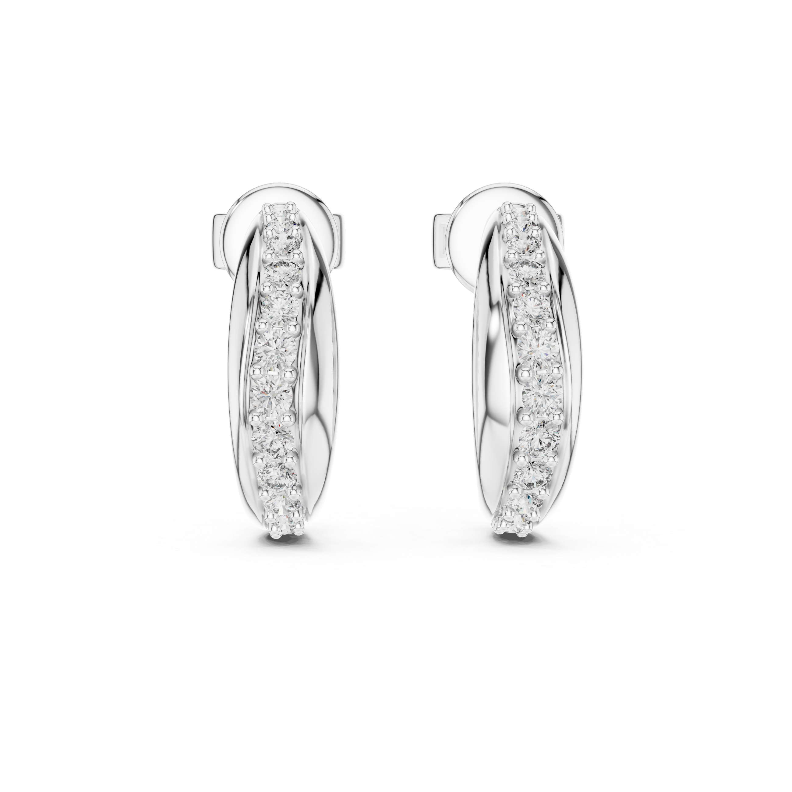 Rose gold diamond hoop earrings with stud backings