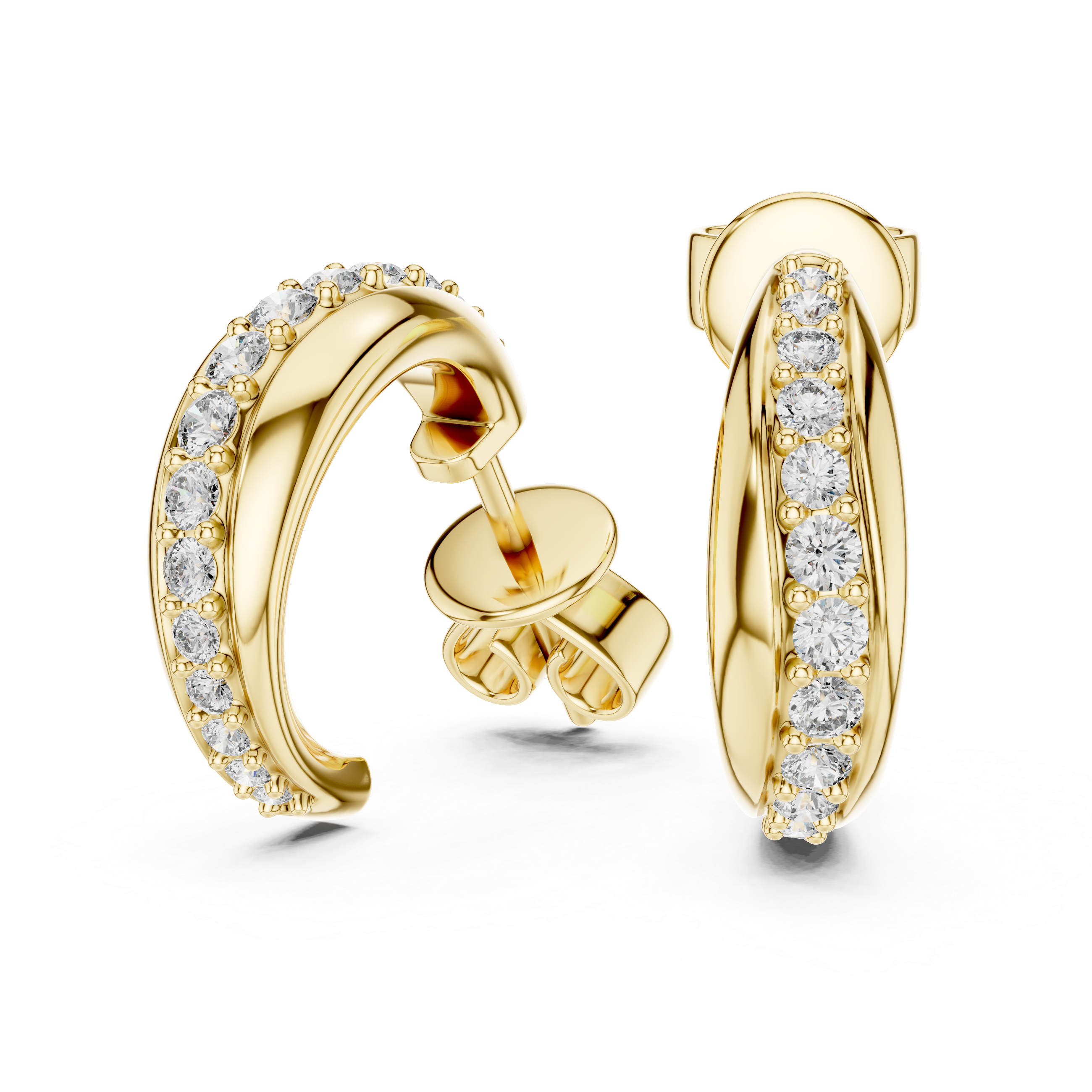 Rose gold diamond hoop earrings with stud backings