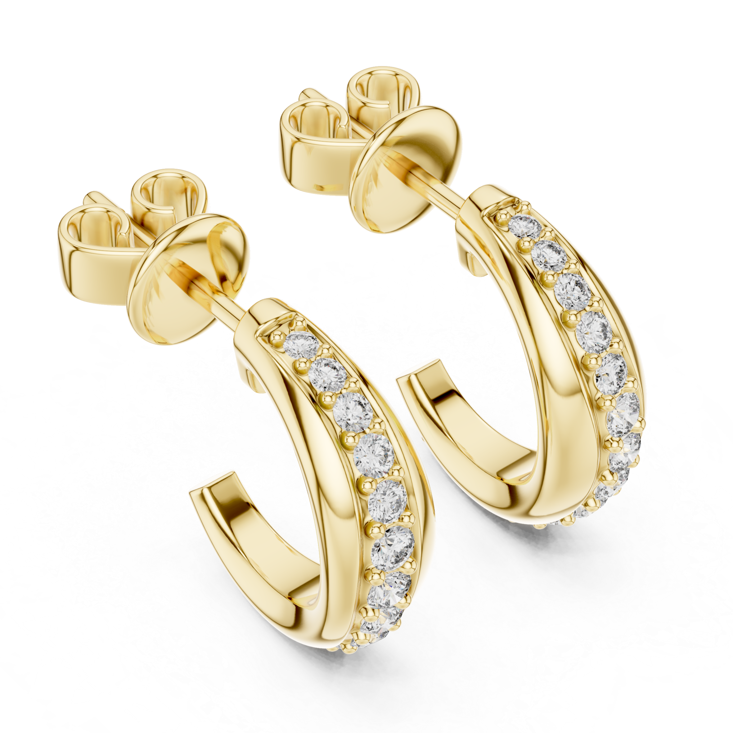 Rose gold diamond hoop earrings with stud backings