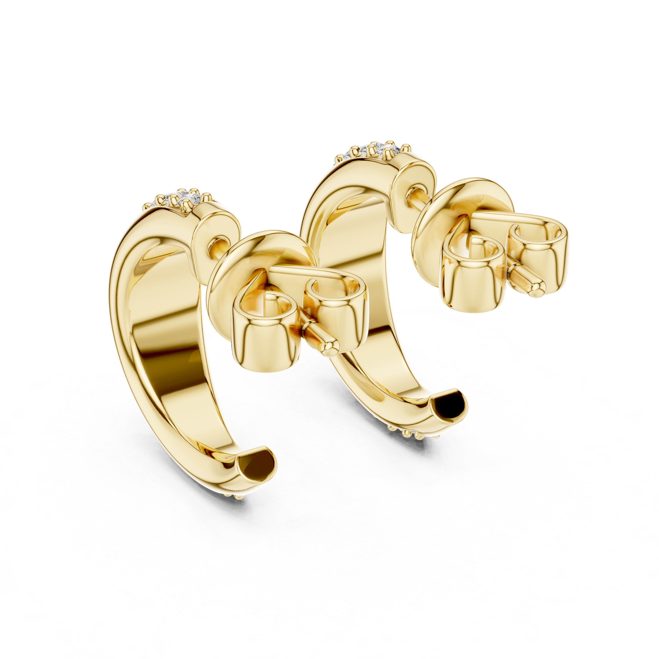Rose gold diamond hoop earrings with stud backings
