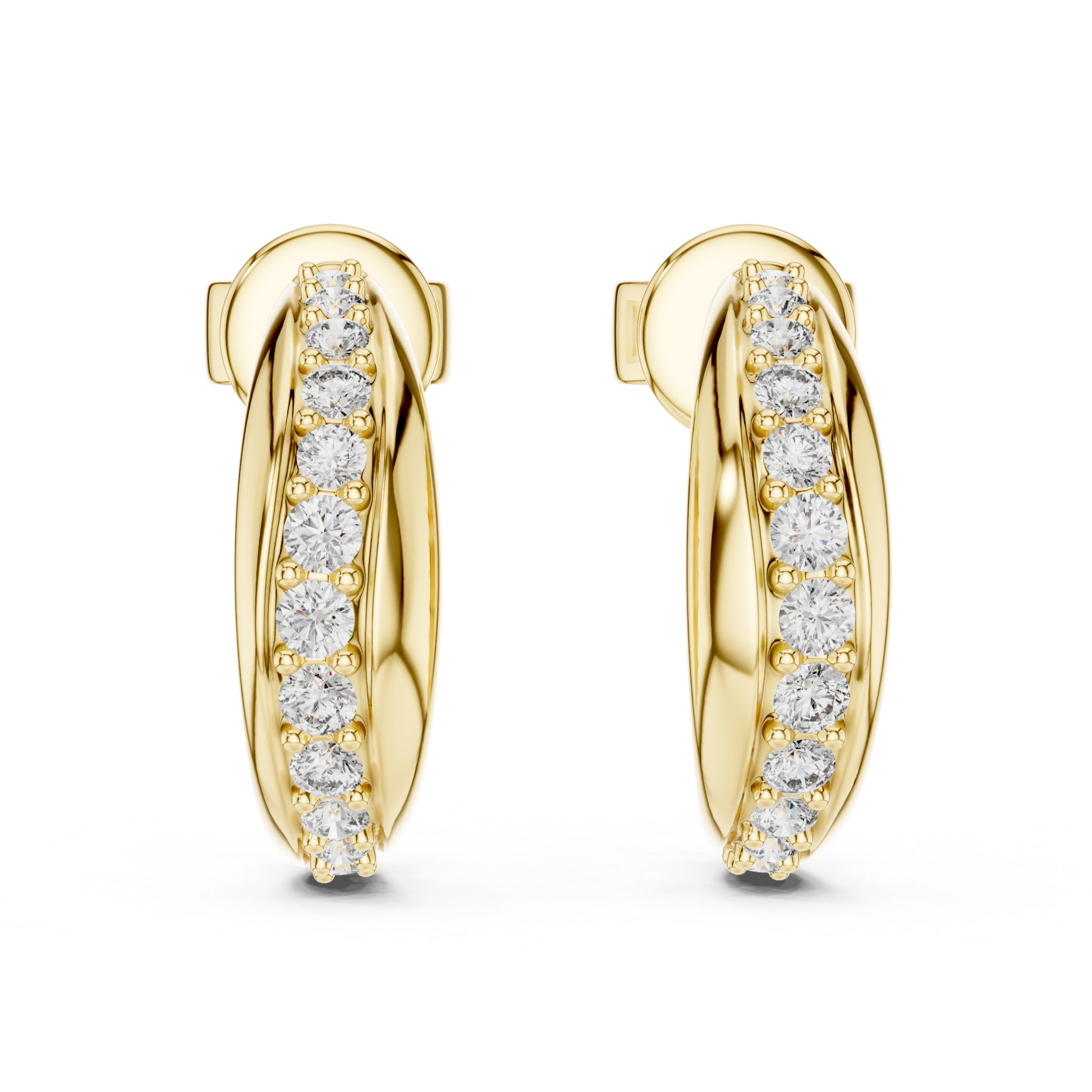 Rose gold diamond hoop earrings with stud backings