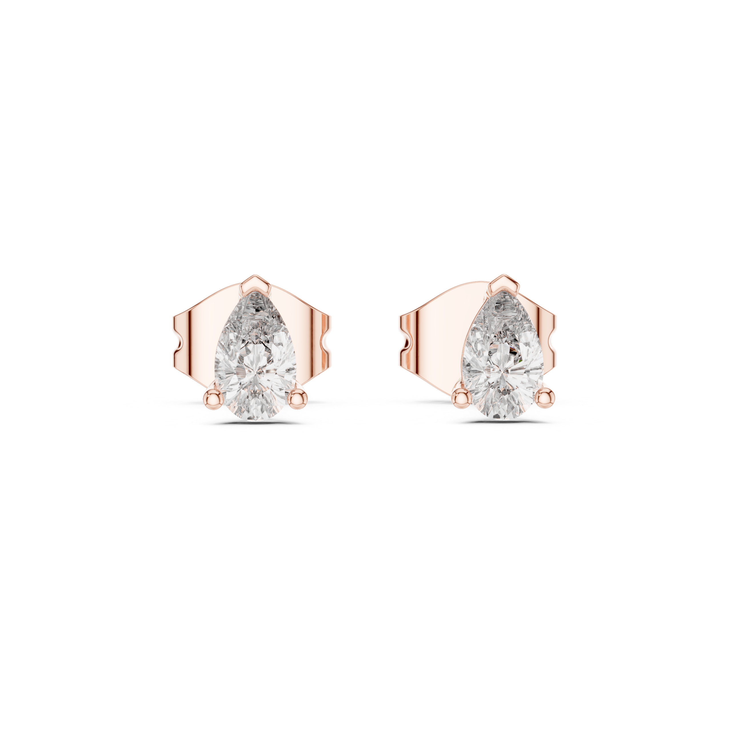 Delicate Pear-Shaped Diamond Stud Earrings