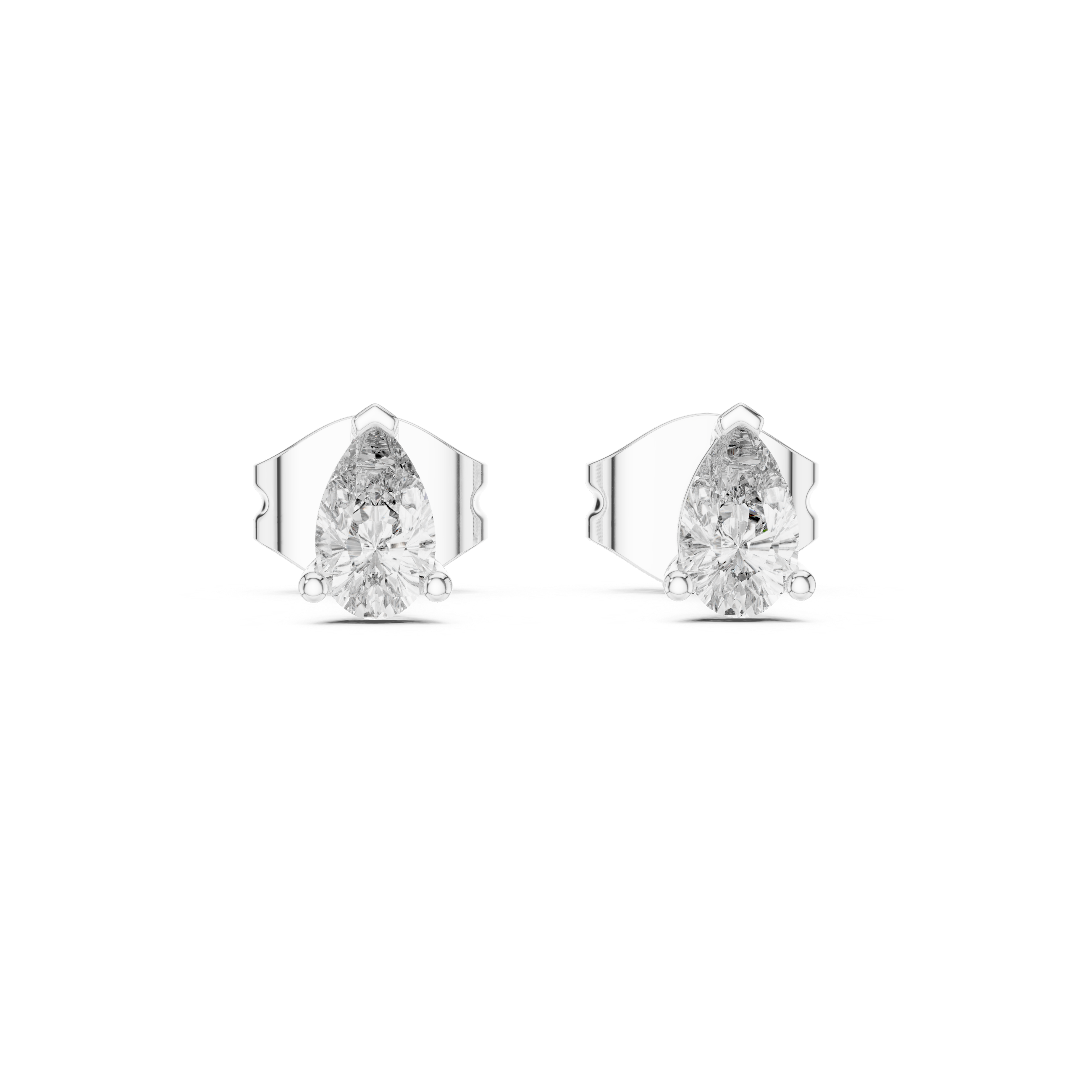 Delicate Pear-Shaped Diamond Stud Earrings