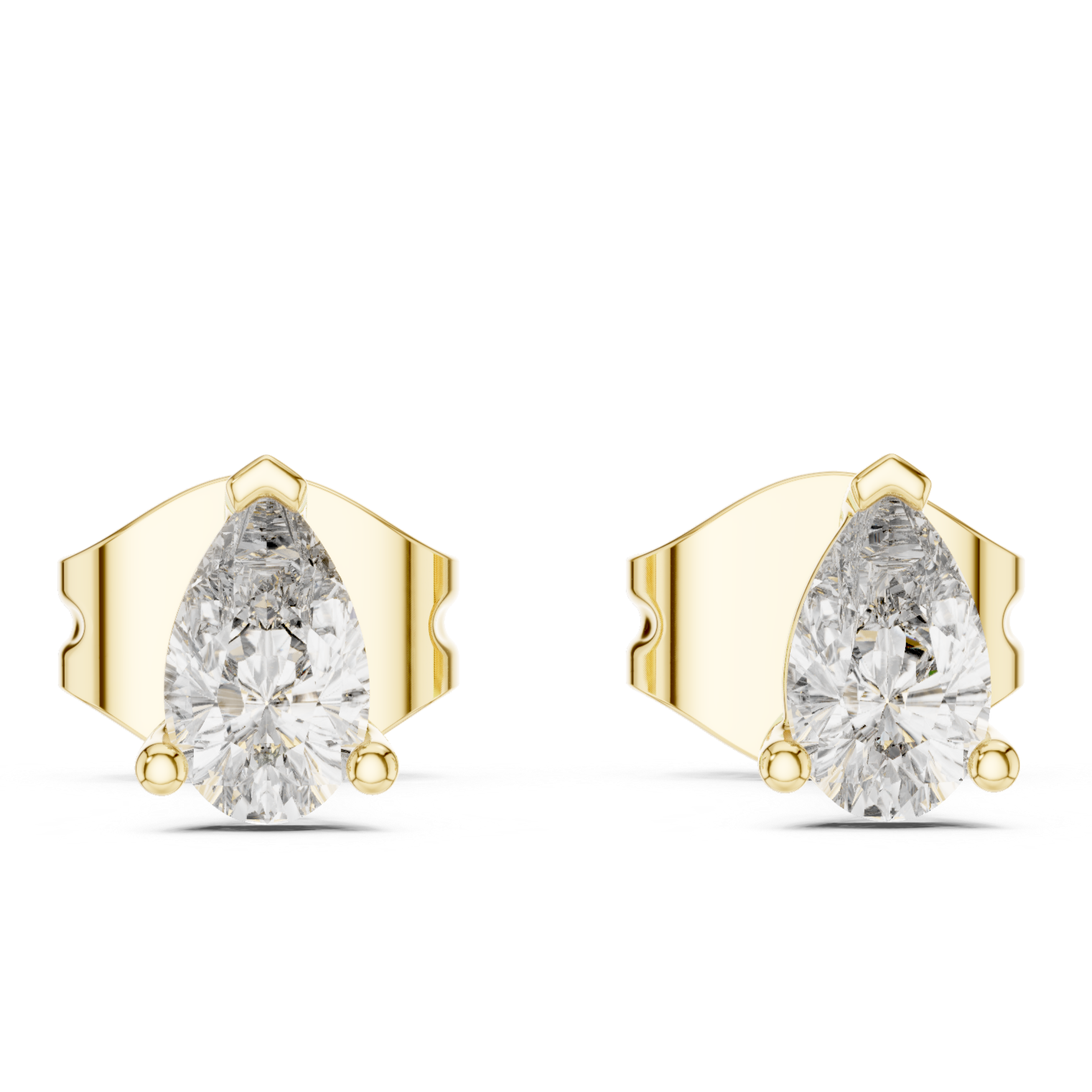 Delicate Pear-Shaped Diamond Stud Earrings
