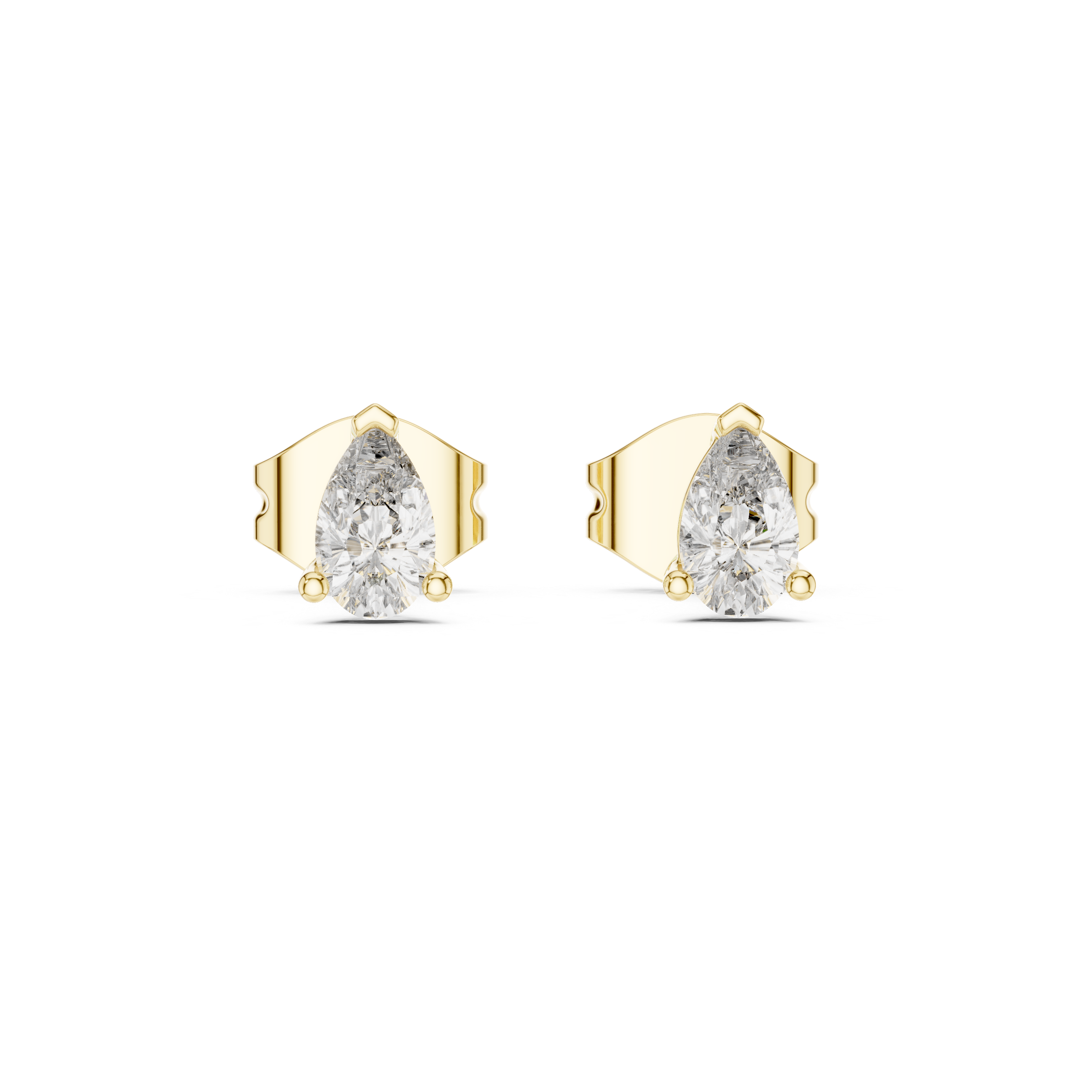 Delicate Pear-Shaped Diamond Stud Earrings