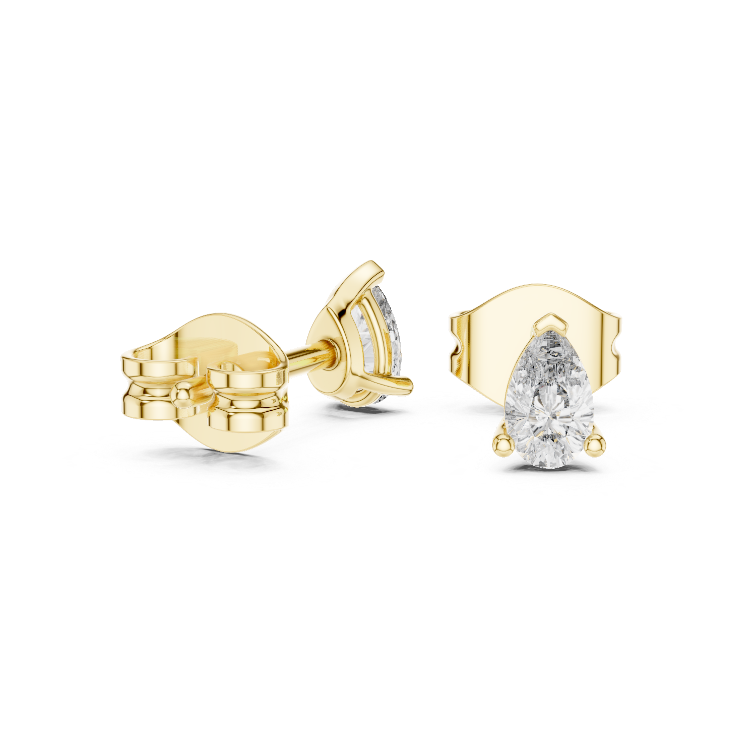 Delicate Pear-Shaped Diamond Stud Earrings