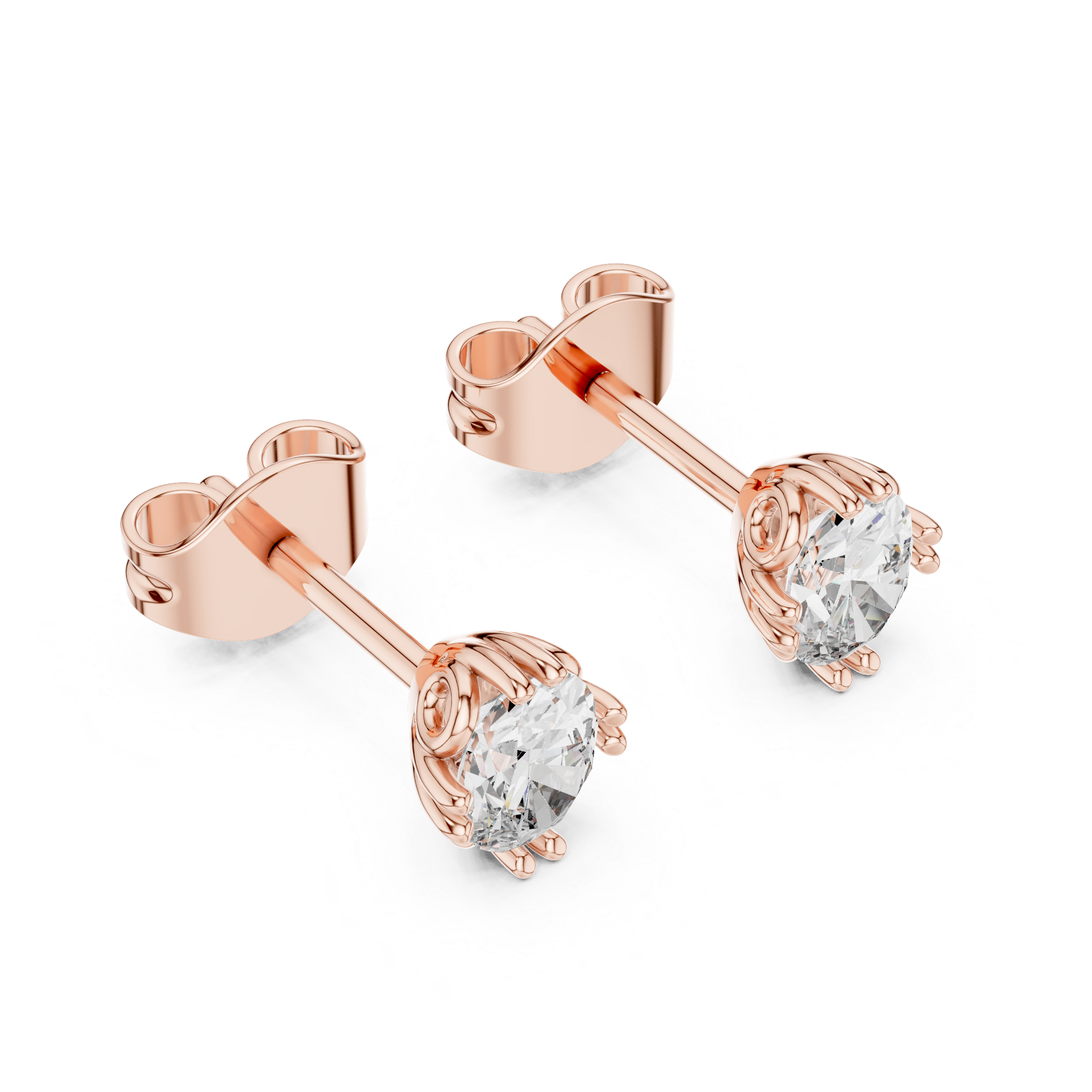 earrings with round brilliant cut diamonds.