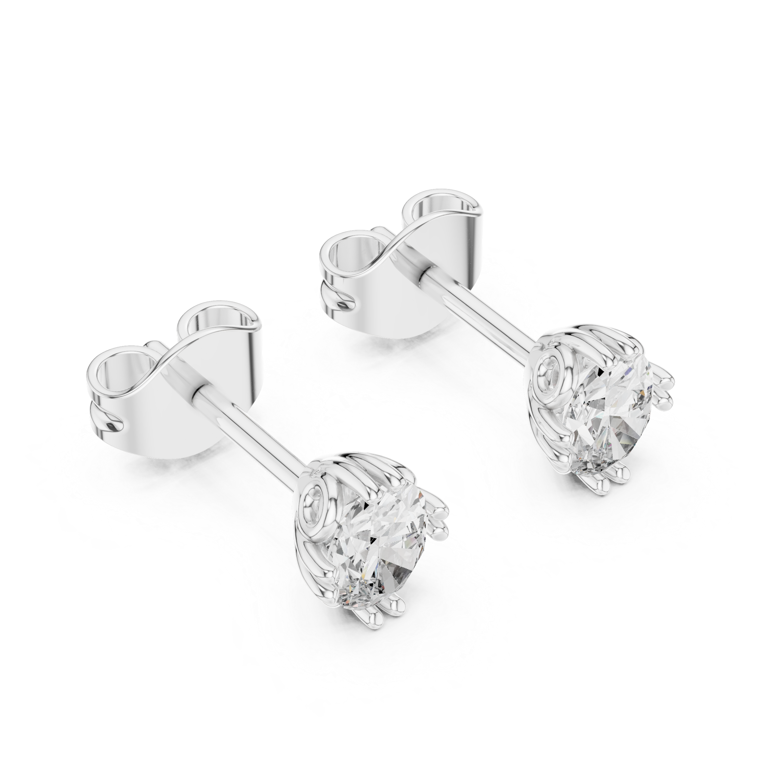 earrings with round brilliant cut diamonds.