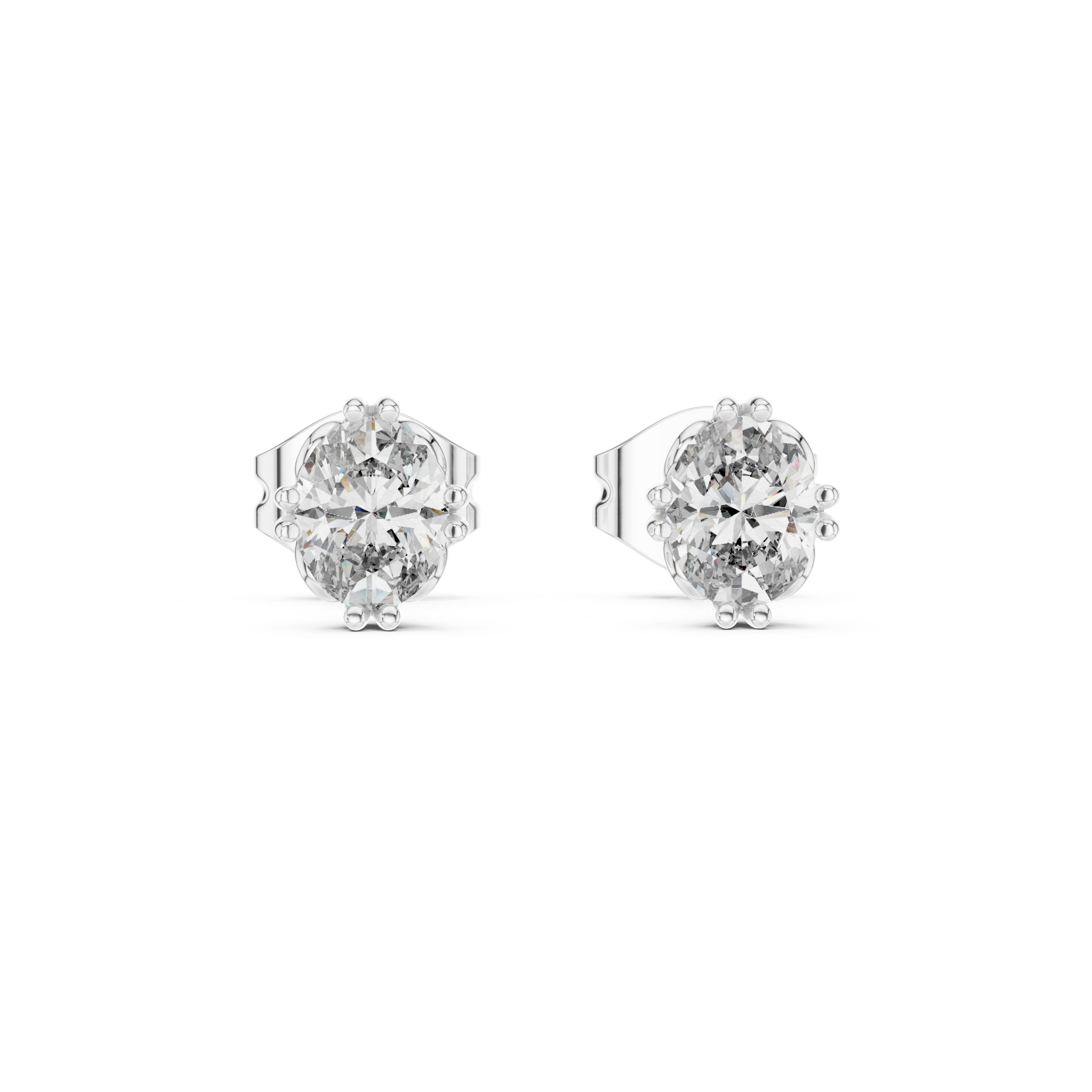earrings with round brilliant cut diamonds.