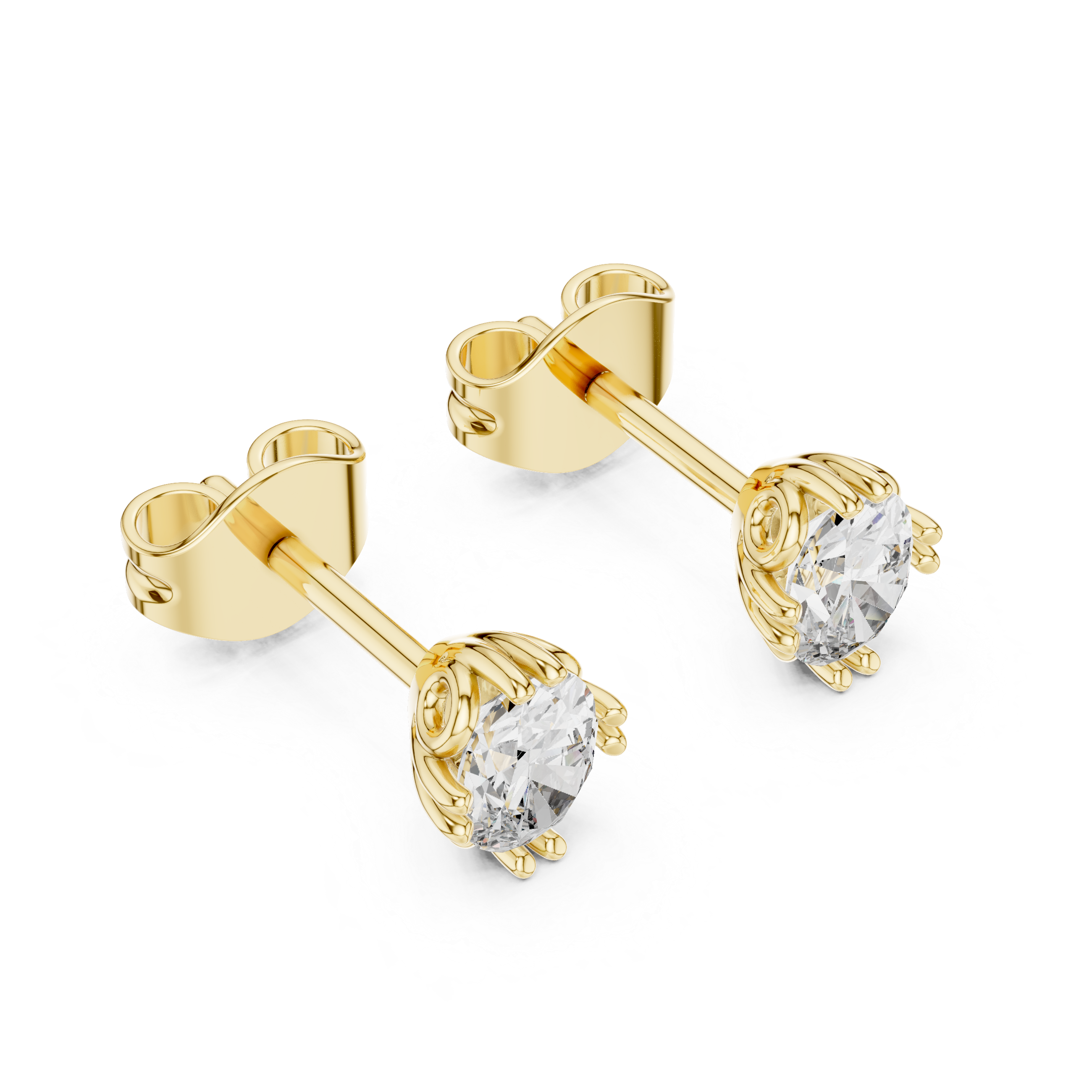 earrings with round brilliant cut diamonds.