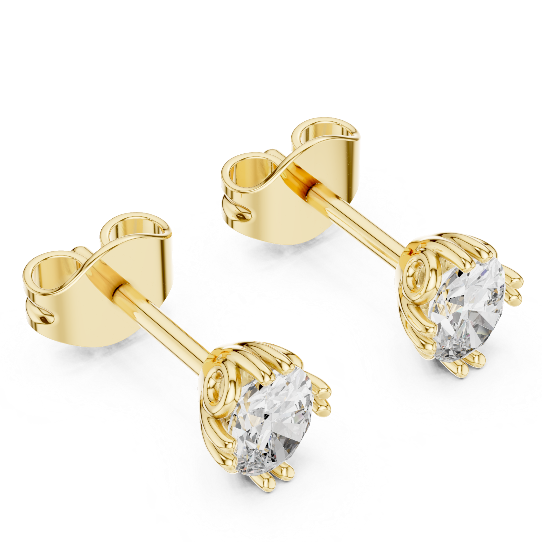 earrings with round brilliant cut diamonds.