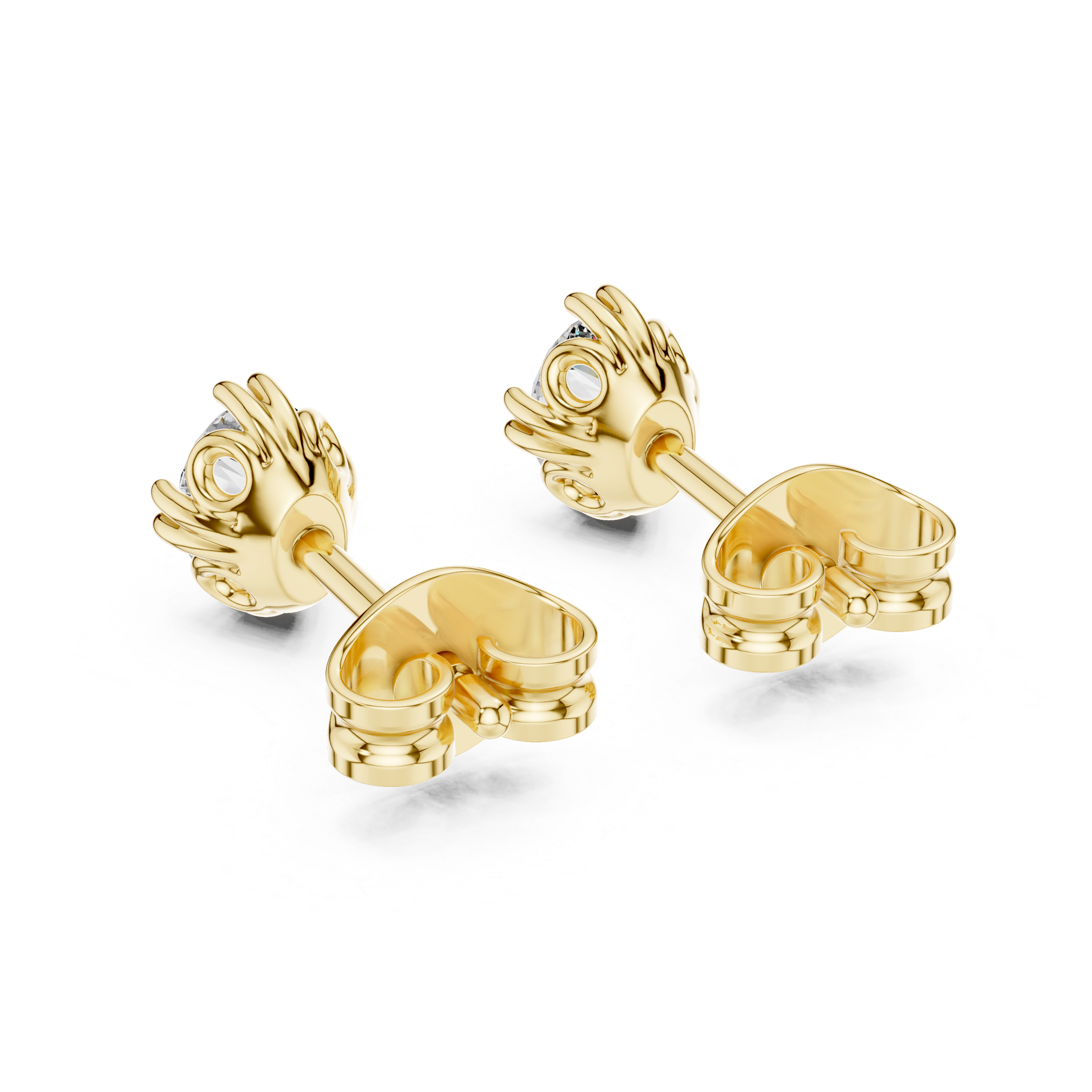 earrings with round brilliant cut diamonds.