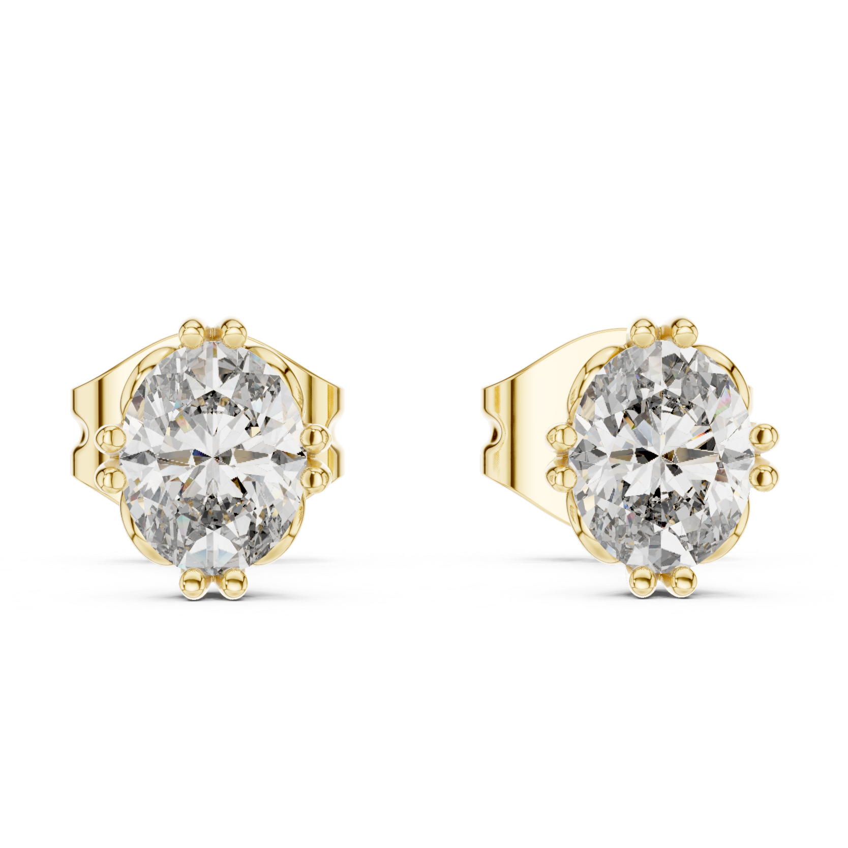 earrings with round brilliant cut diamonds.