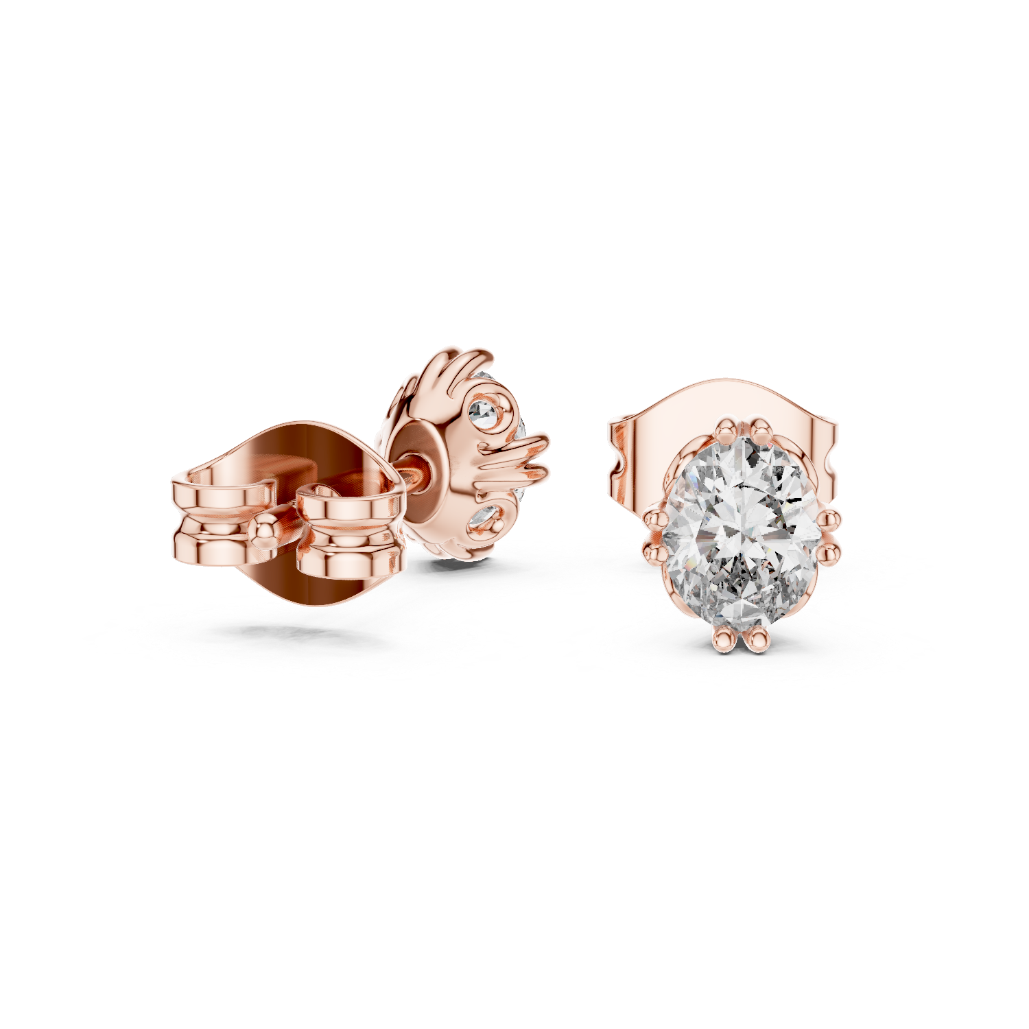 earrings with round brilliant cut diamonds.