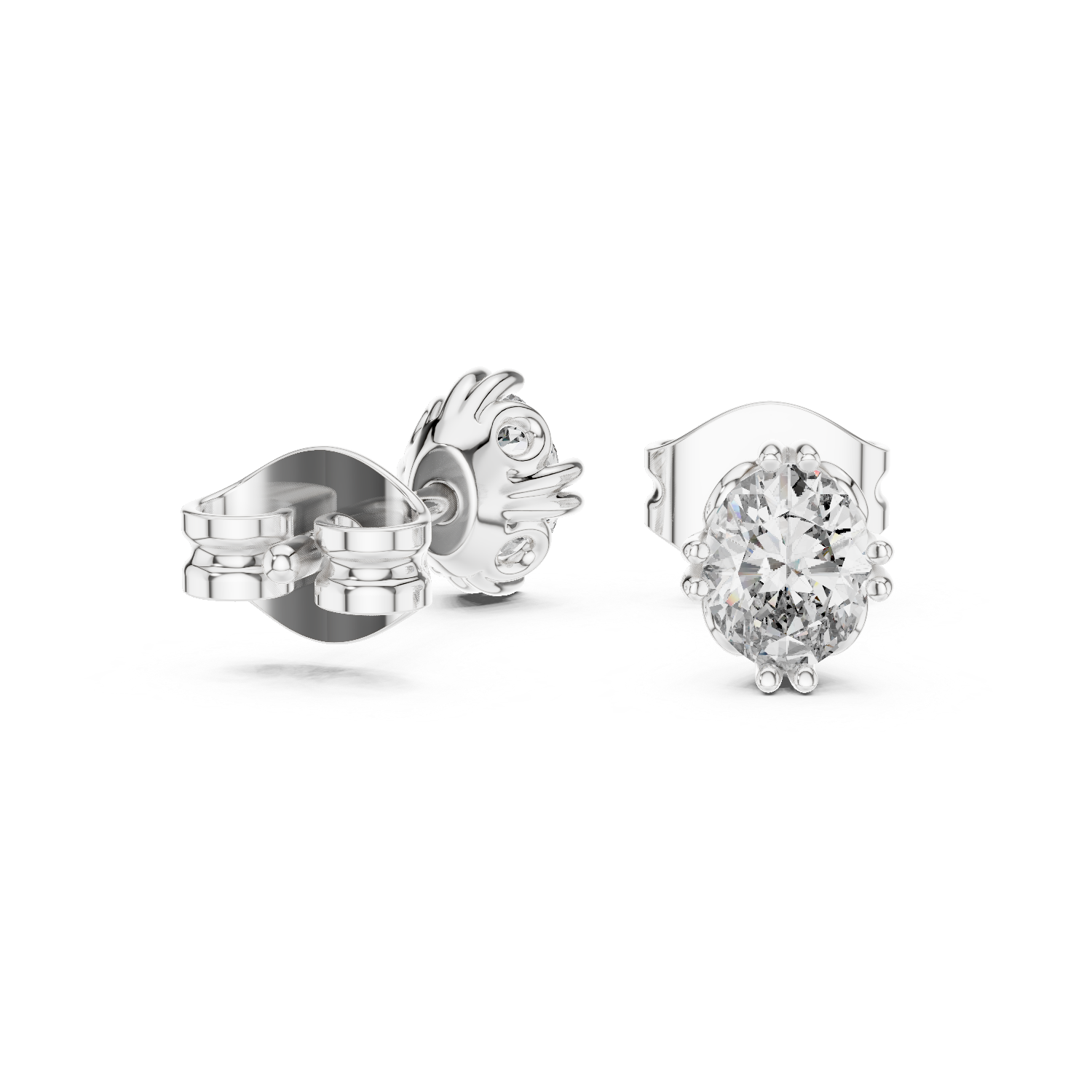 earrings with round brilliant cut diamonds.