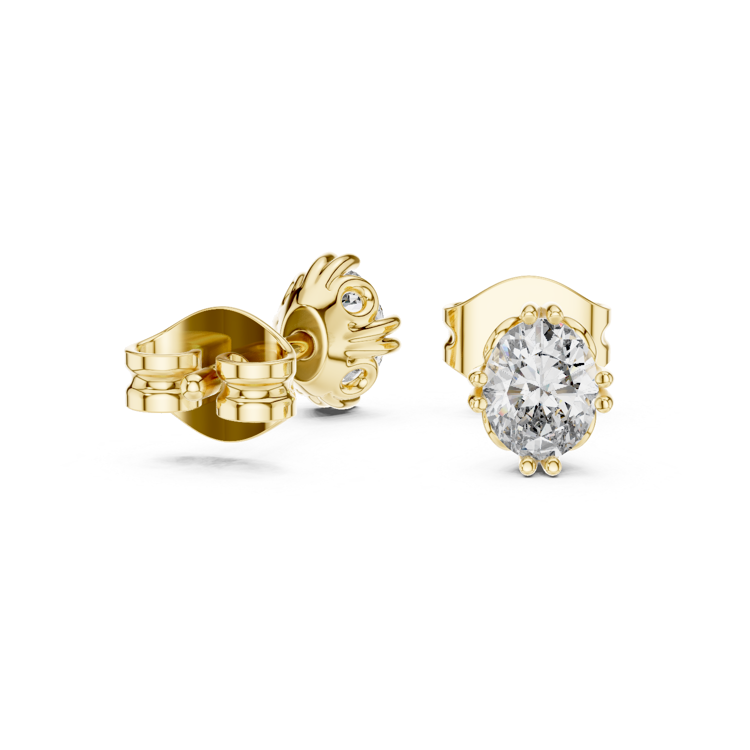 earrings with round brilliant cut diamonds.