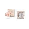 Radiant Halo Square Stud Earrings