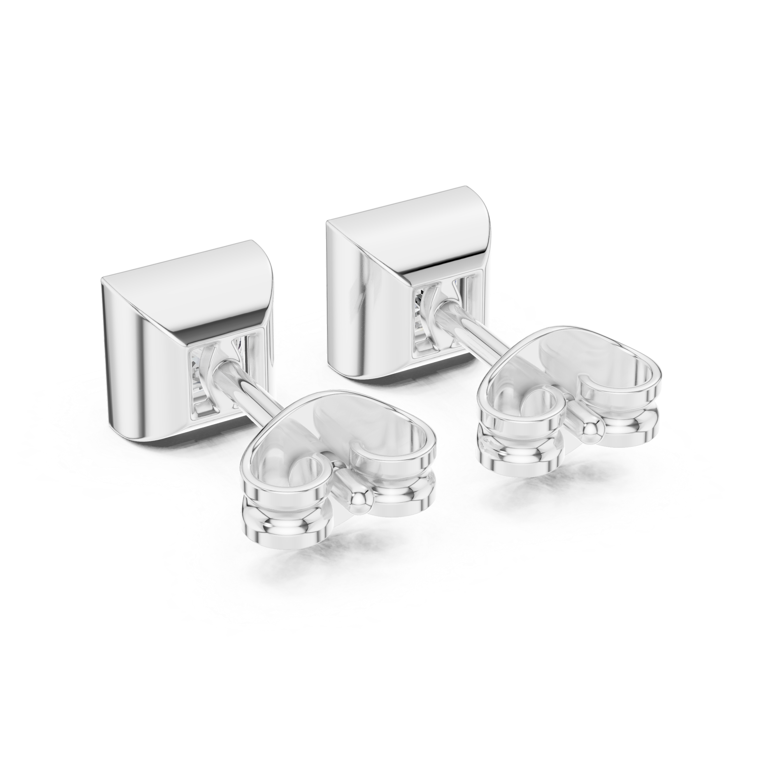 Sleek Square Diamond Stud Earrings in Bezel Setting