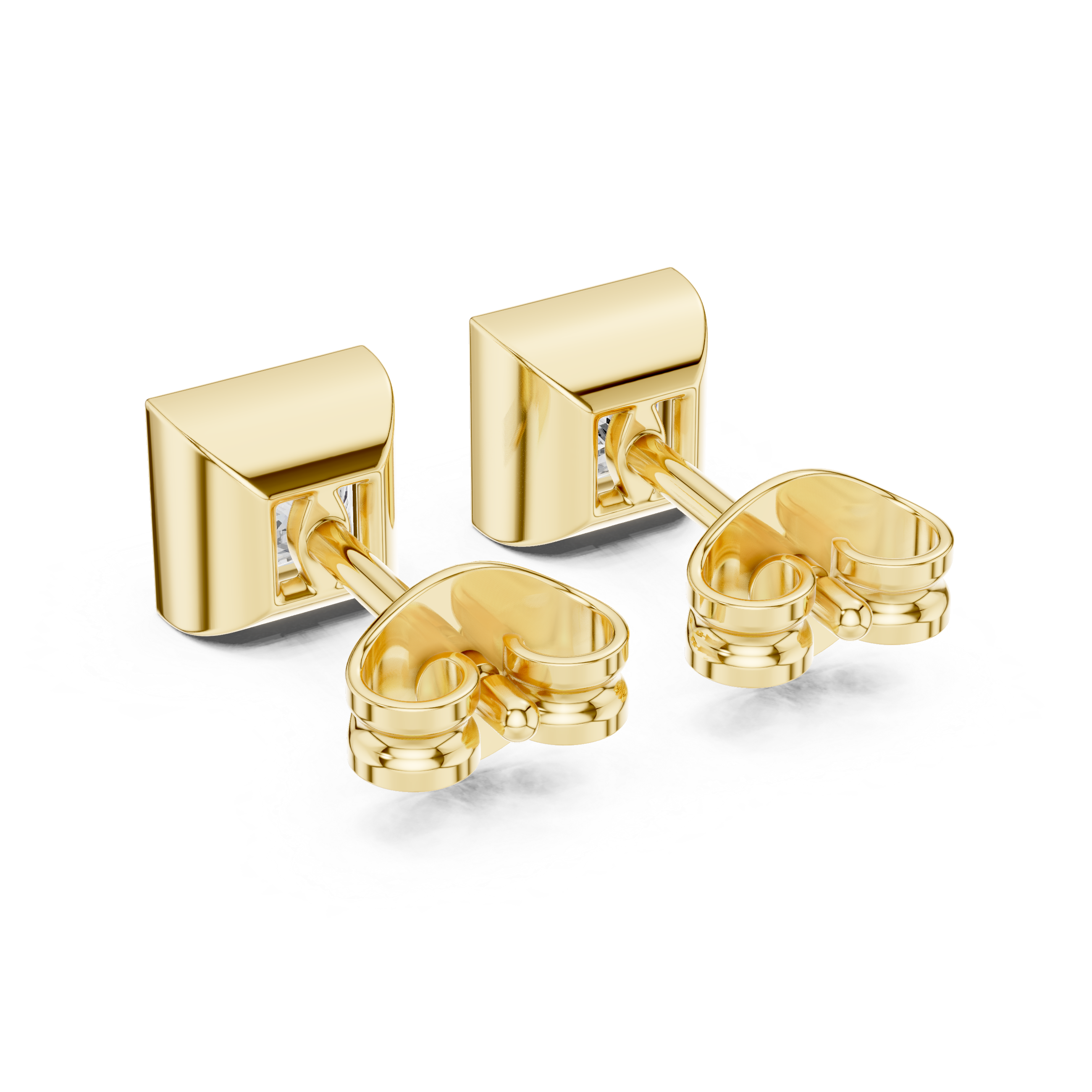 Sleek Square Diamond Stud Earrings in Bezel Setting