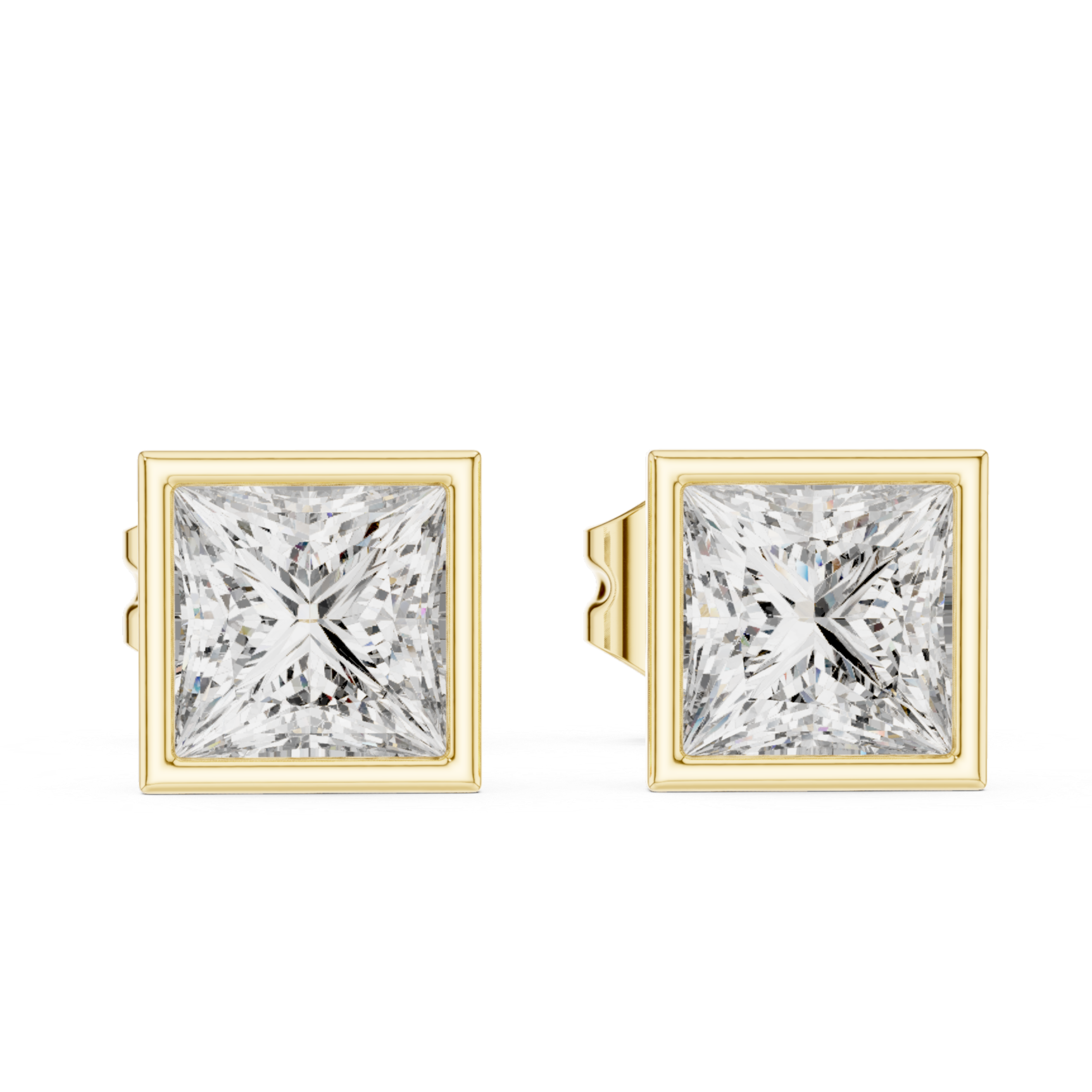 Sleek Square Diamond Stud Earrings in Bezel Setting
