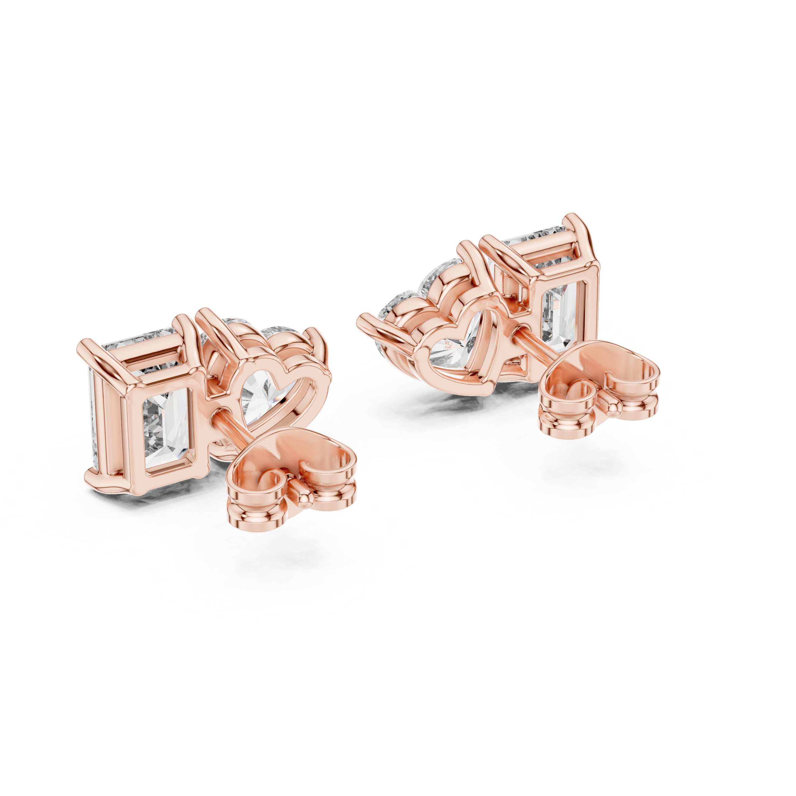 Triple-Cut Diamond Stud Earrings