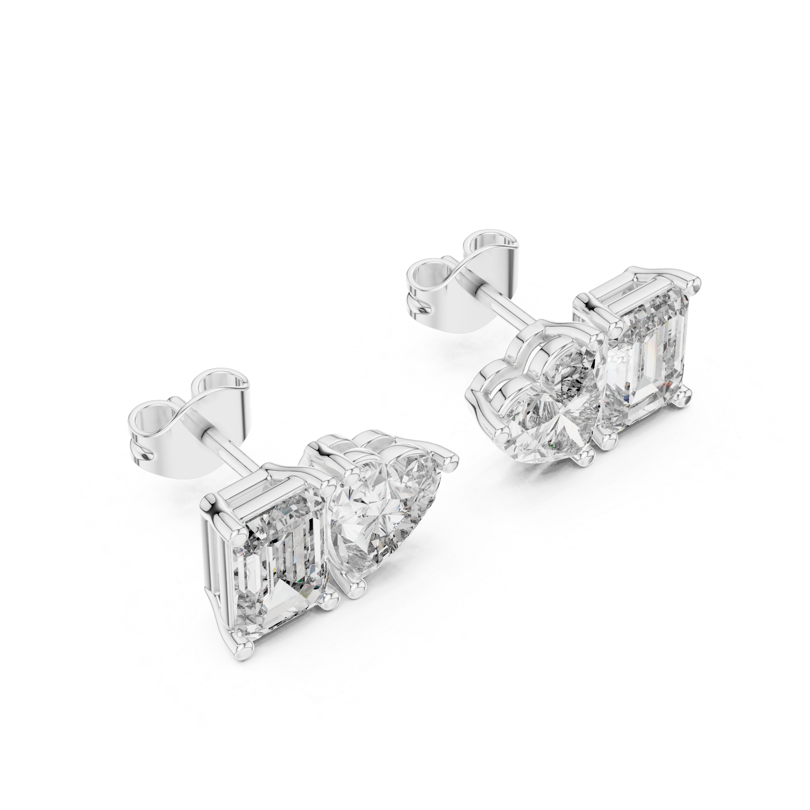 Triple-Cut Diamond Stud Earrings