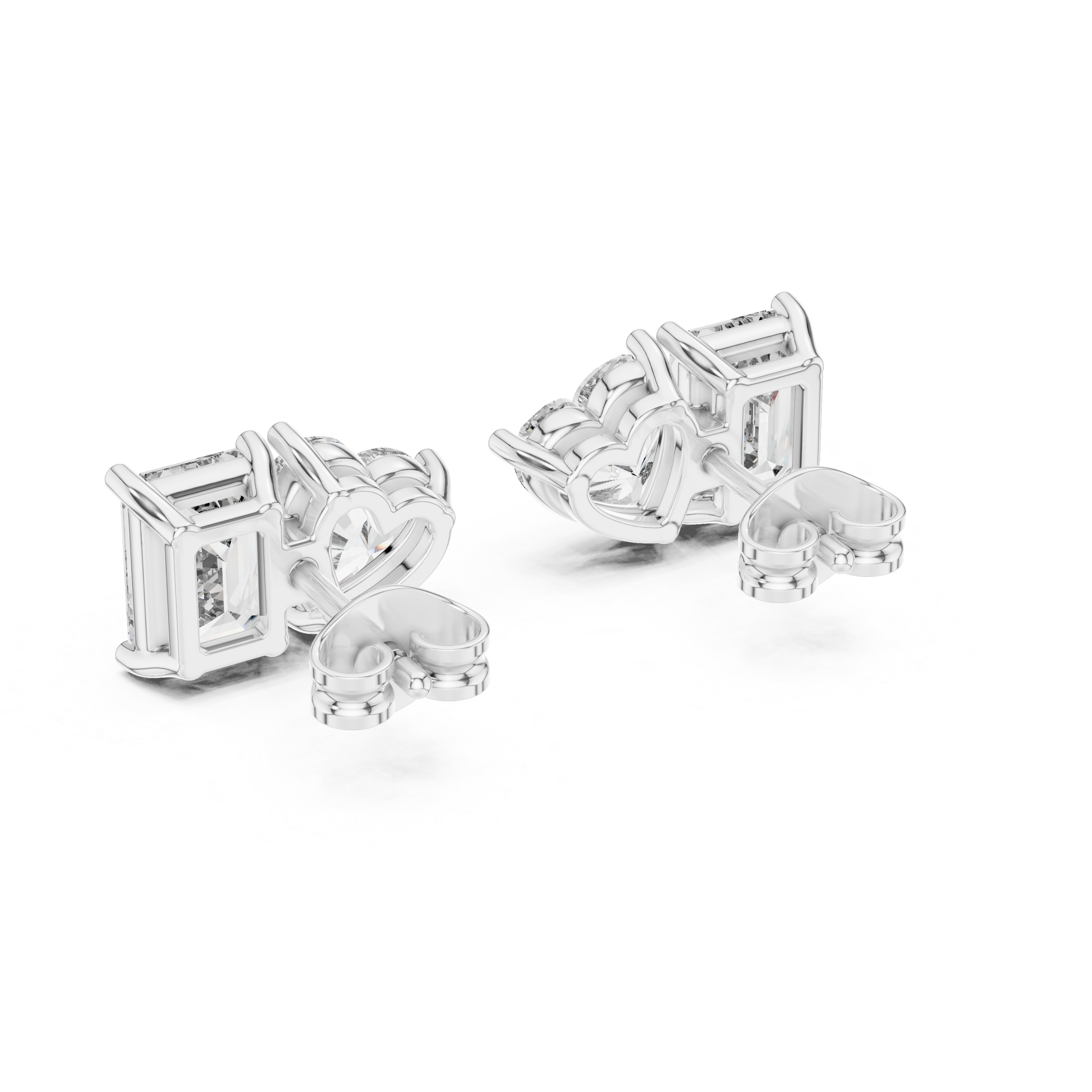 Triple-Cut Diamond Stud Earrings
