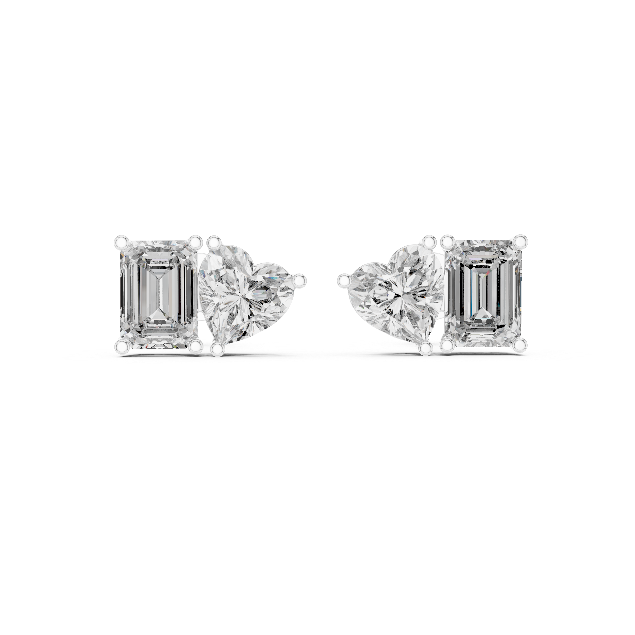 Triple-Cut Diamond Stud Earrings