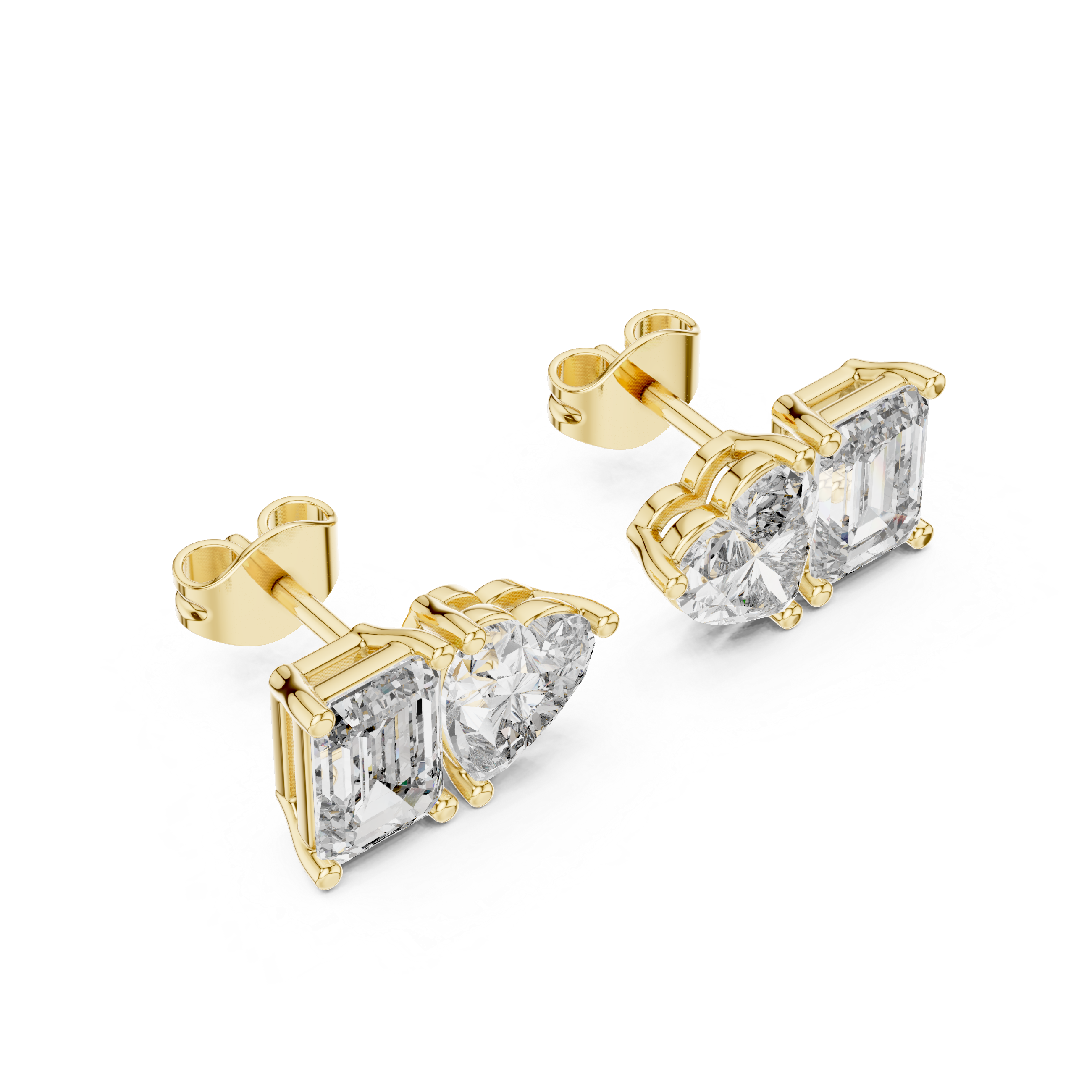 Triple-Cut Diamond Stud Earrings