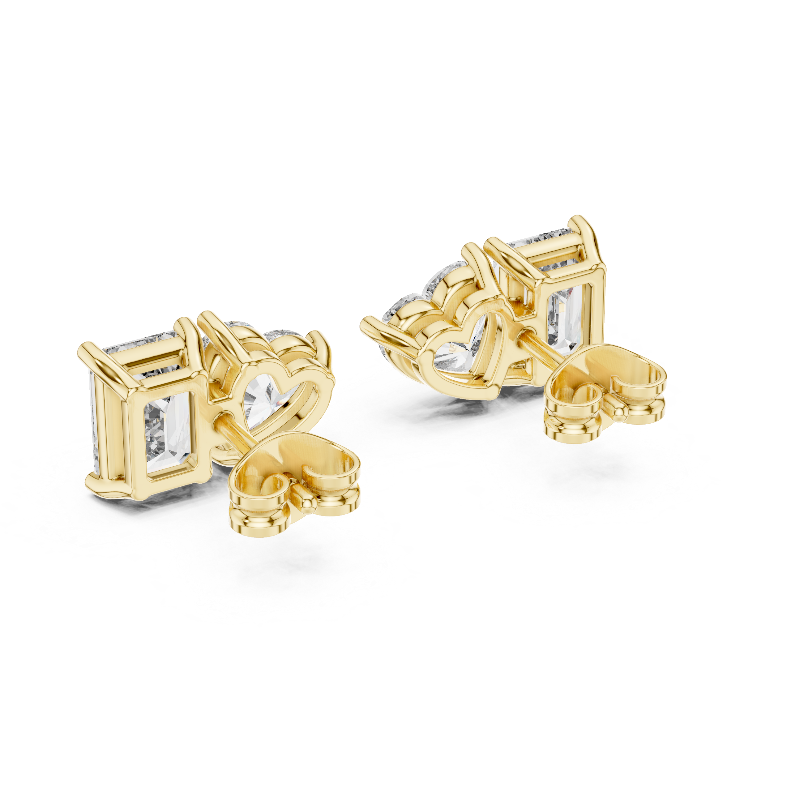 Triple-Cut Diamond Stud Earrings
