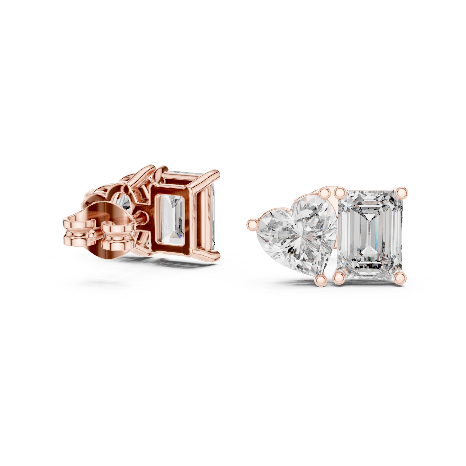 Triple-Cut Diamond Stud Earrings