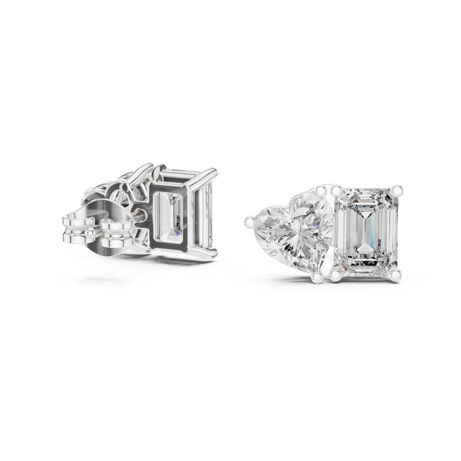 Triple-Cut Diamond Stud Earrings