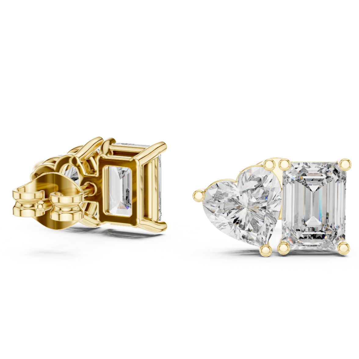 Triple-Cut Diamond Stud Earrings
