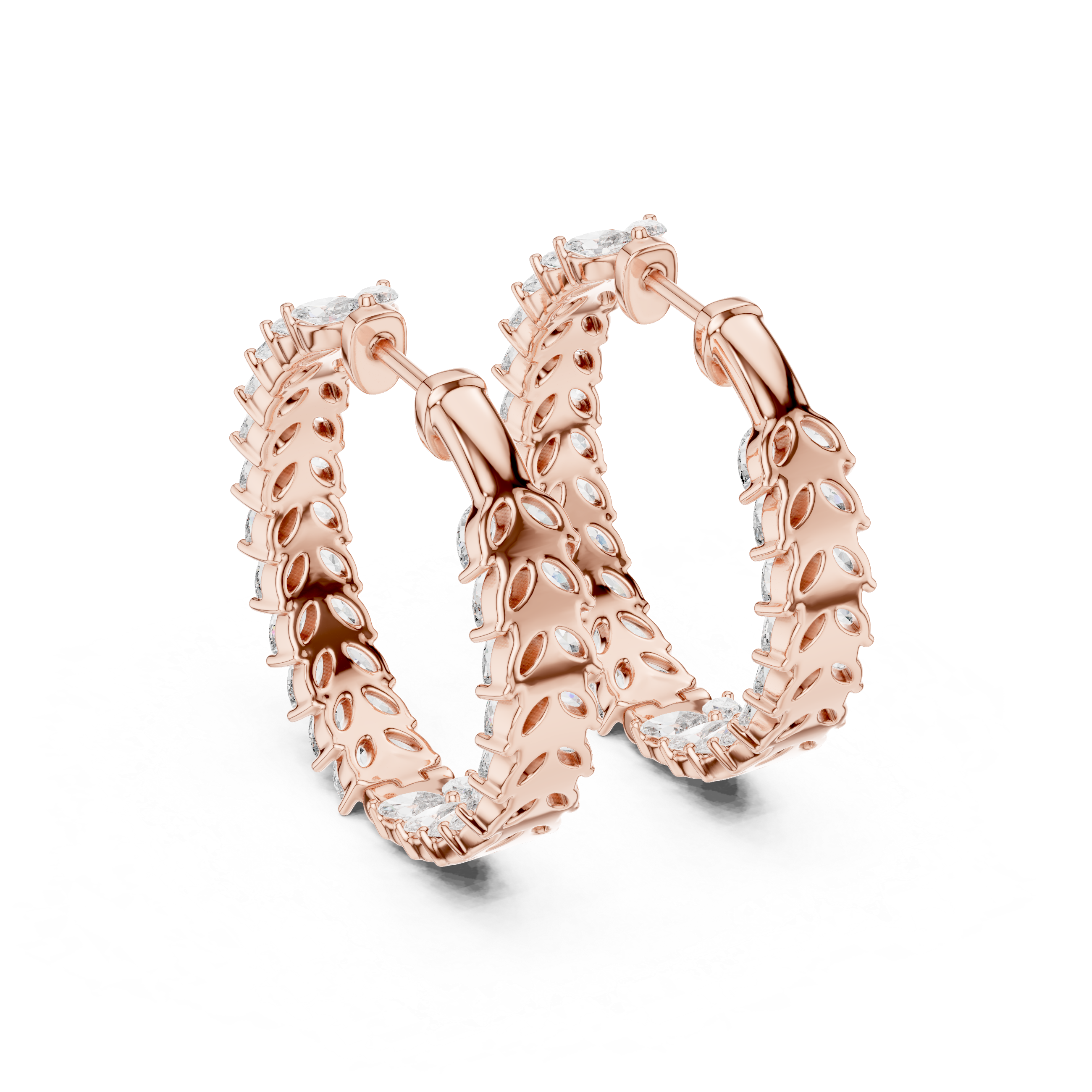 Radiant Marquise Diamond Leaves  Hoops