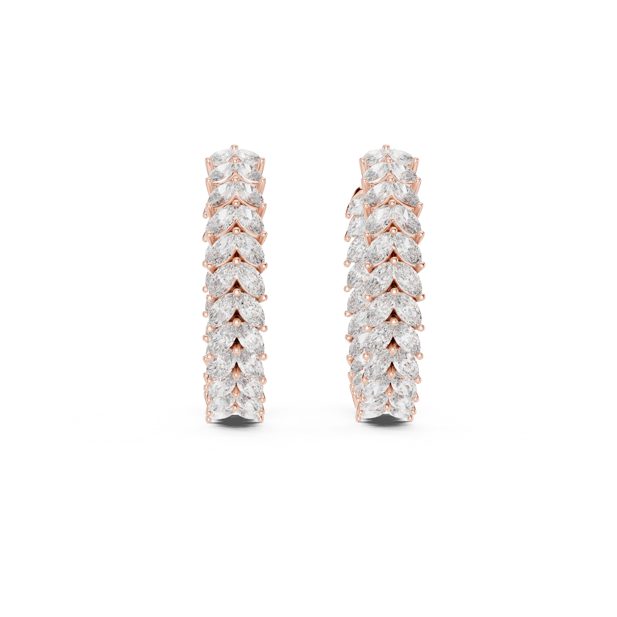 Radiant Marquise Diamond Leaves  Hoops