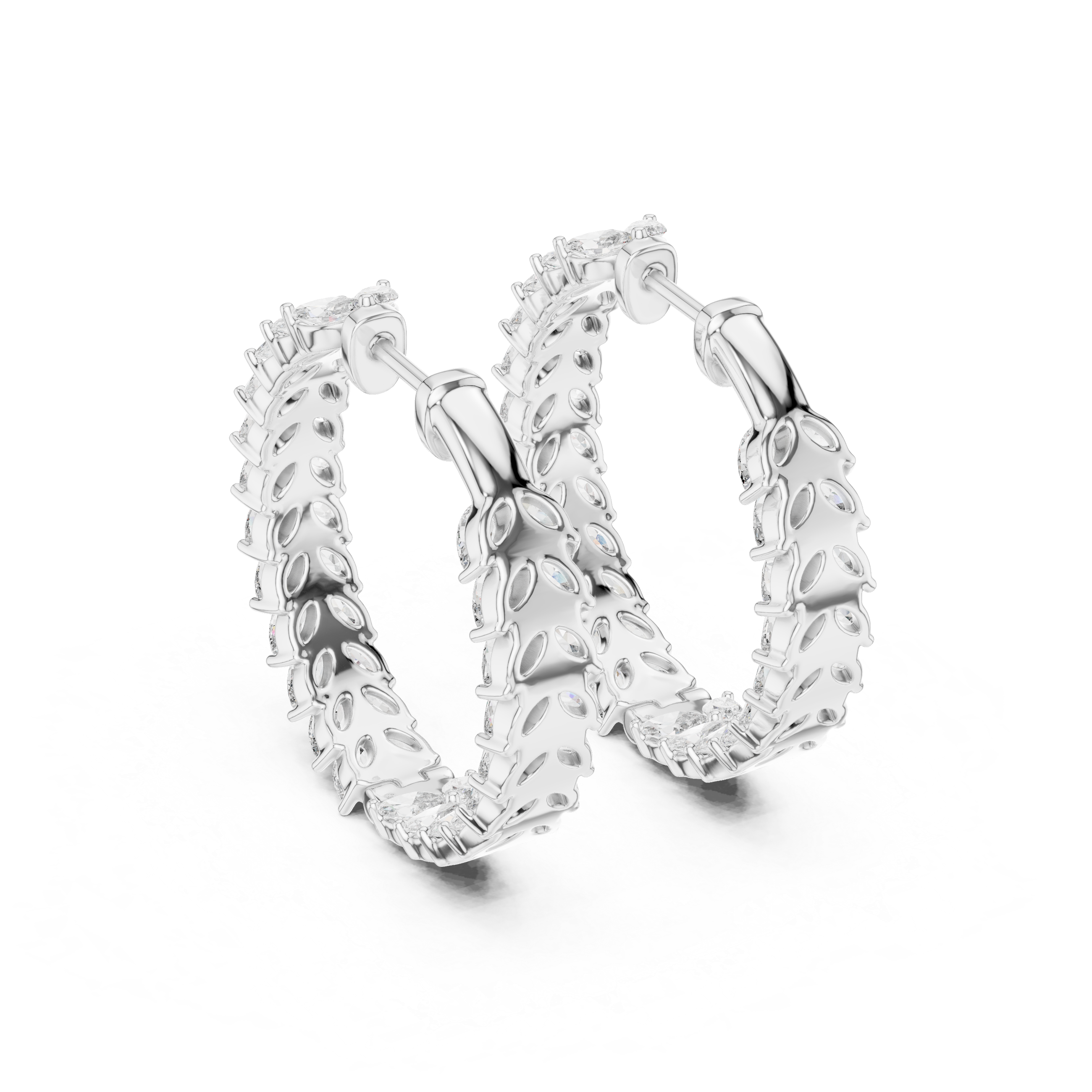 Radiant Marquise Diamond Leaves  Hoops