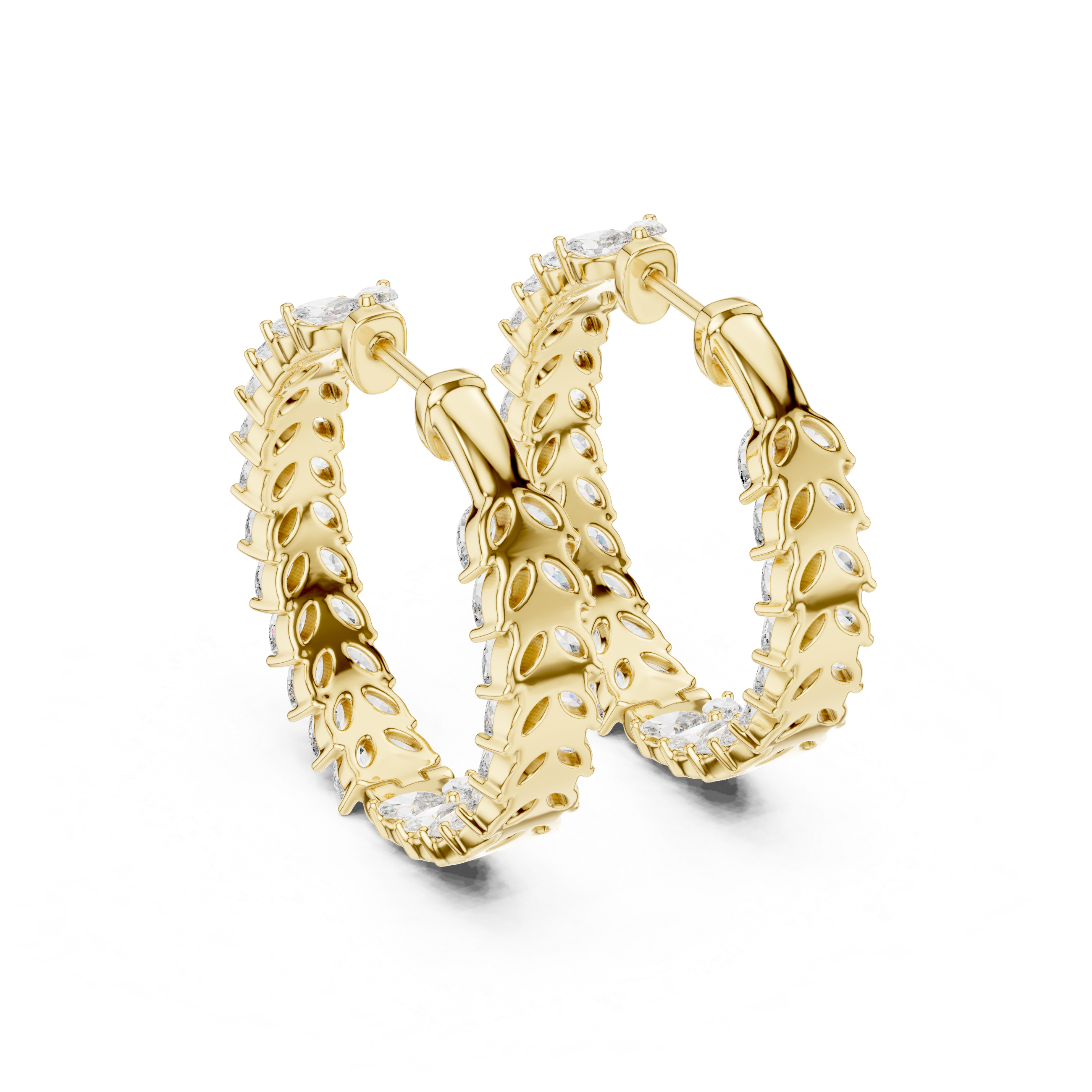 Radiant Marquise Diamond Leaves  Hoops
