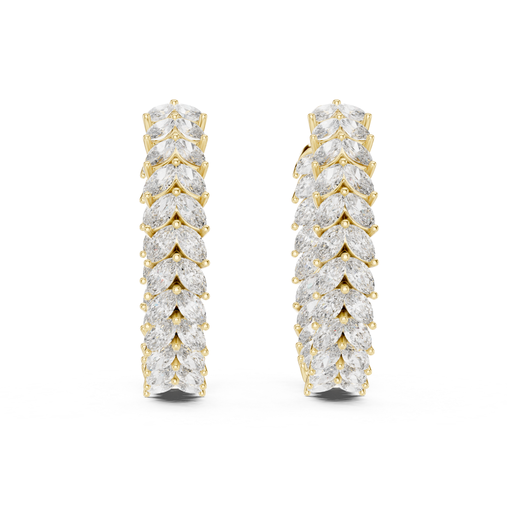 Radiant Marquise Diamond Leaves  Hoops