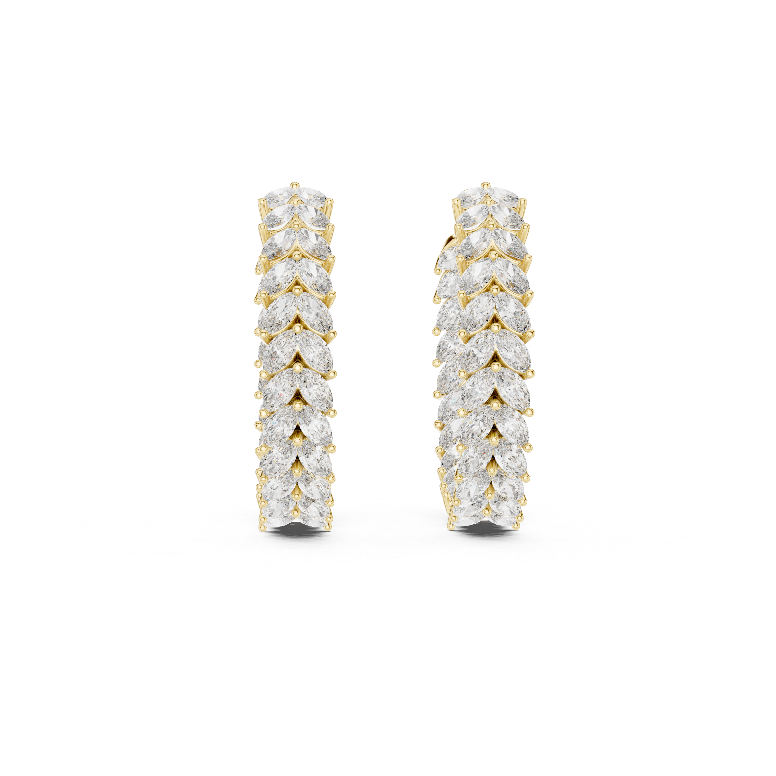 Radiant Marquise Diamond Leaves  Hoops