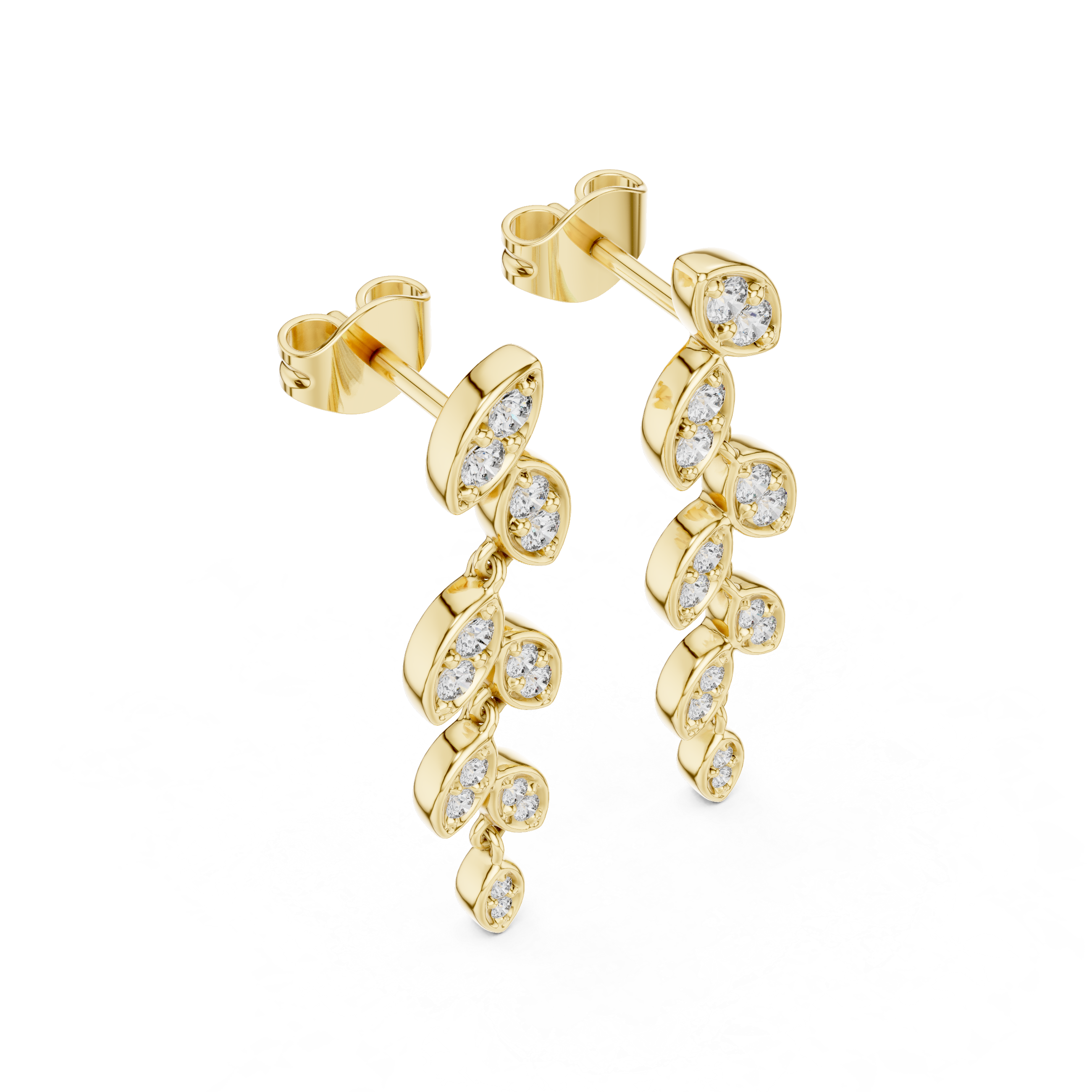 Earrings with Sparkling Leaf Motif