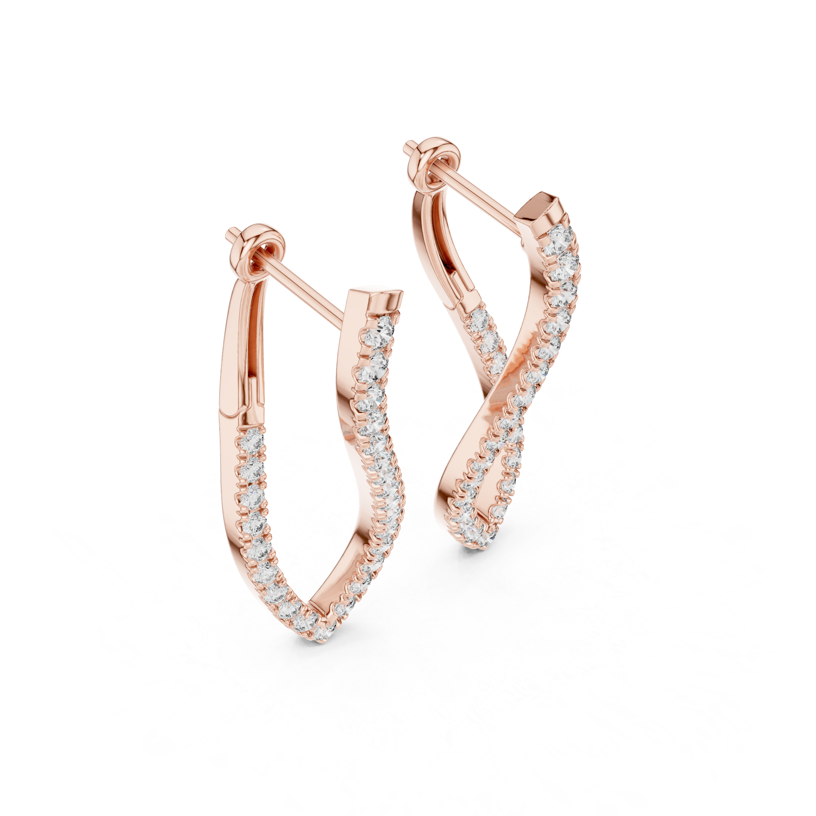 Twisted Elegance: Diamond-Embellished Hoop Earrings