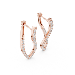 Twisted Elegance: Diamond-Embellished Hoop Earrings