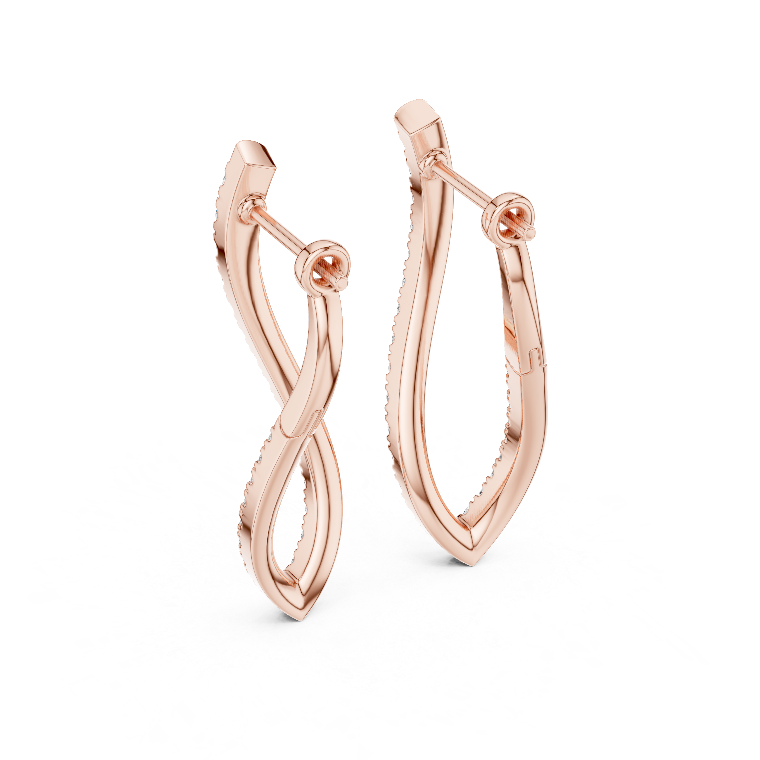 Twisted Elegance: Diamond-Embellished Hoop Earrings