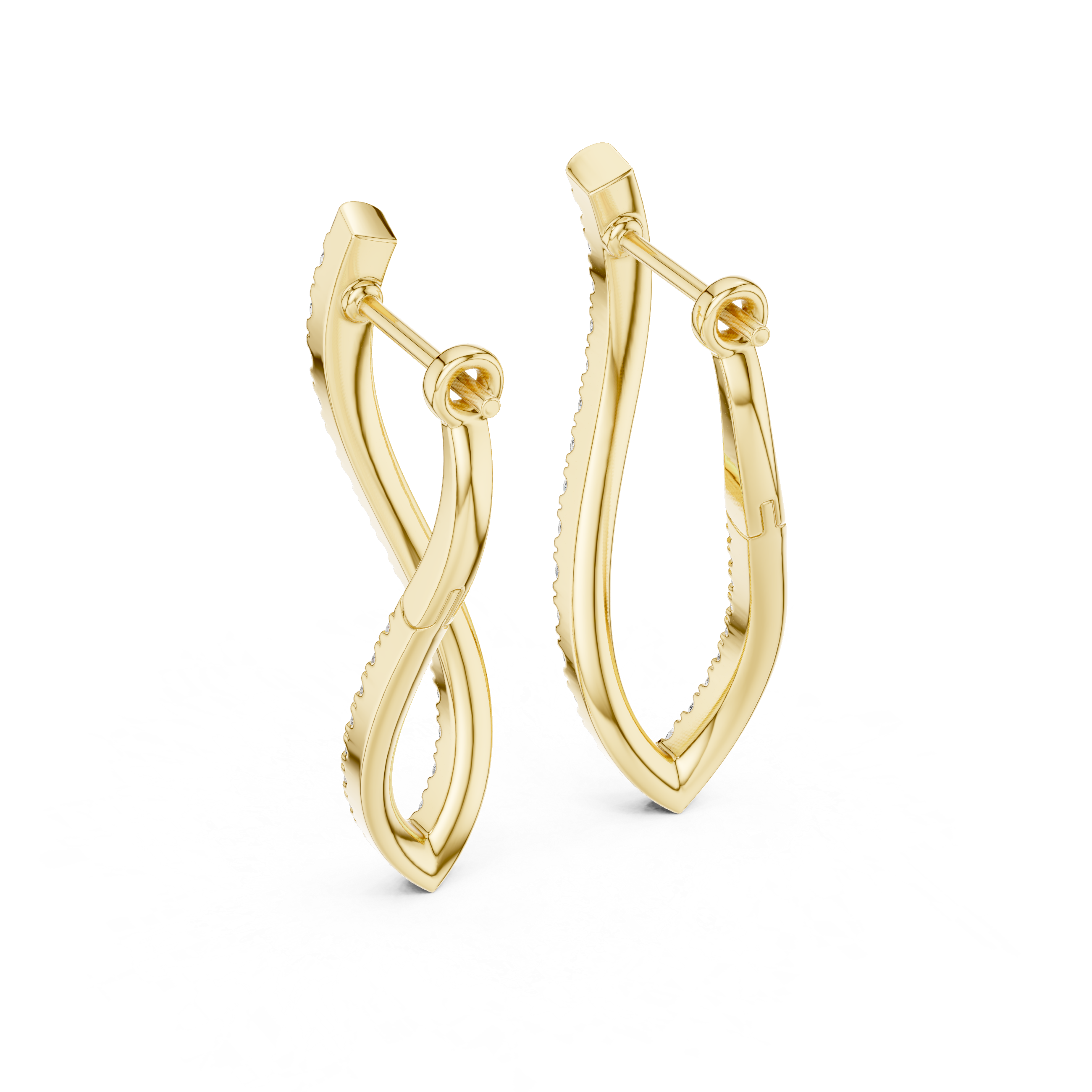 Twisted Elegance: Diamond-Embellished Hoop Earrings