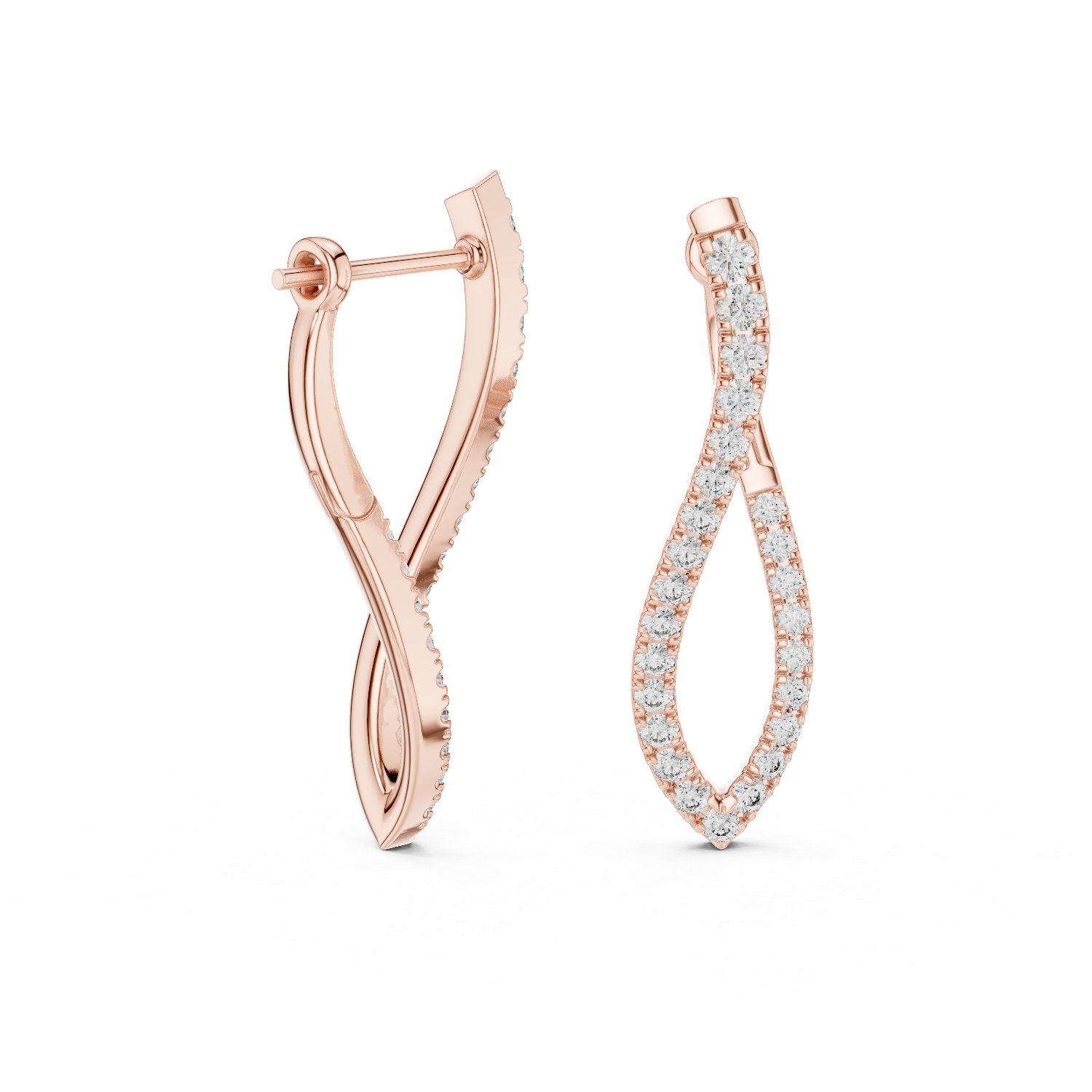 Twisted Elegance: Diamond-Embellished Hoop Earrings