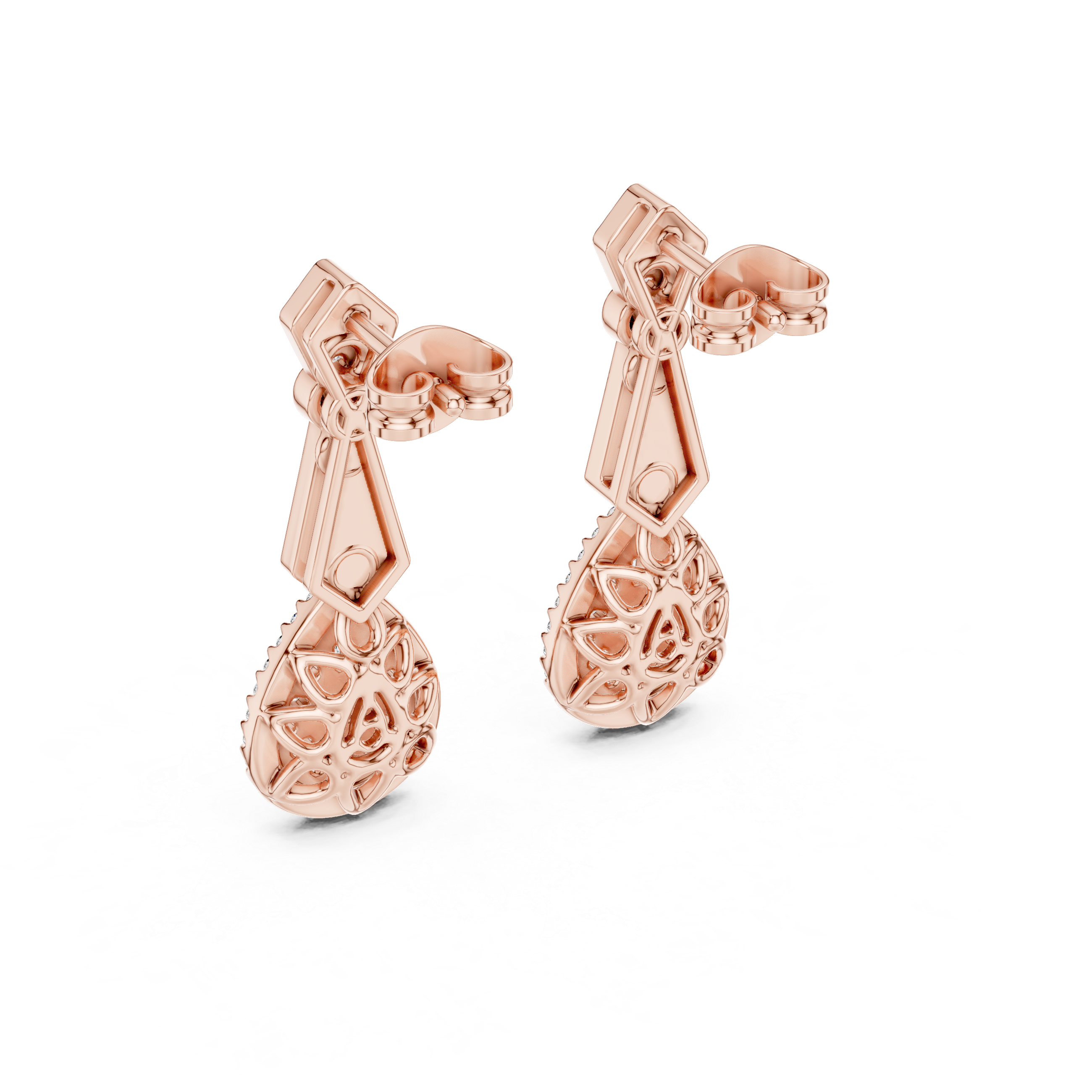 Glamour Drop:Geometric Diamond Dangle Earrings